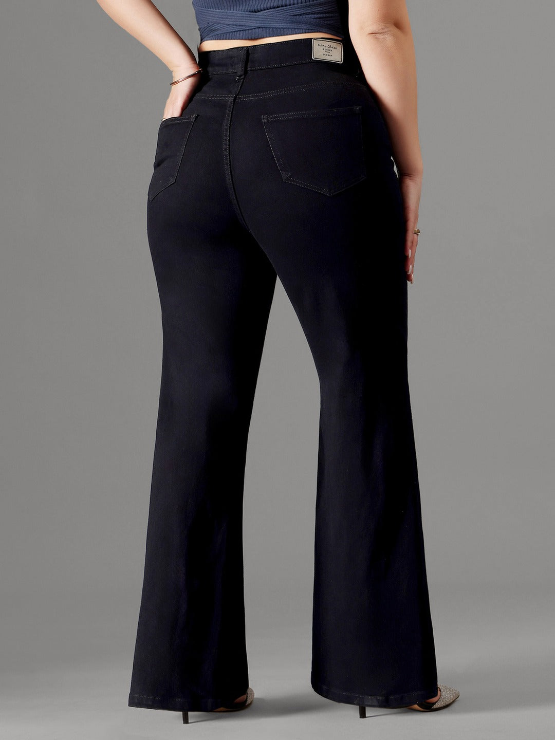 Black Bootcut High rise Regular Stretchable Denim Jeans for Women