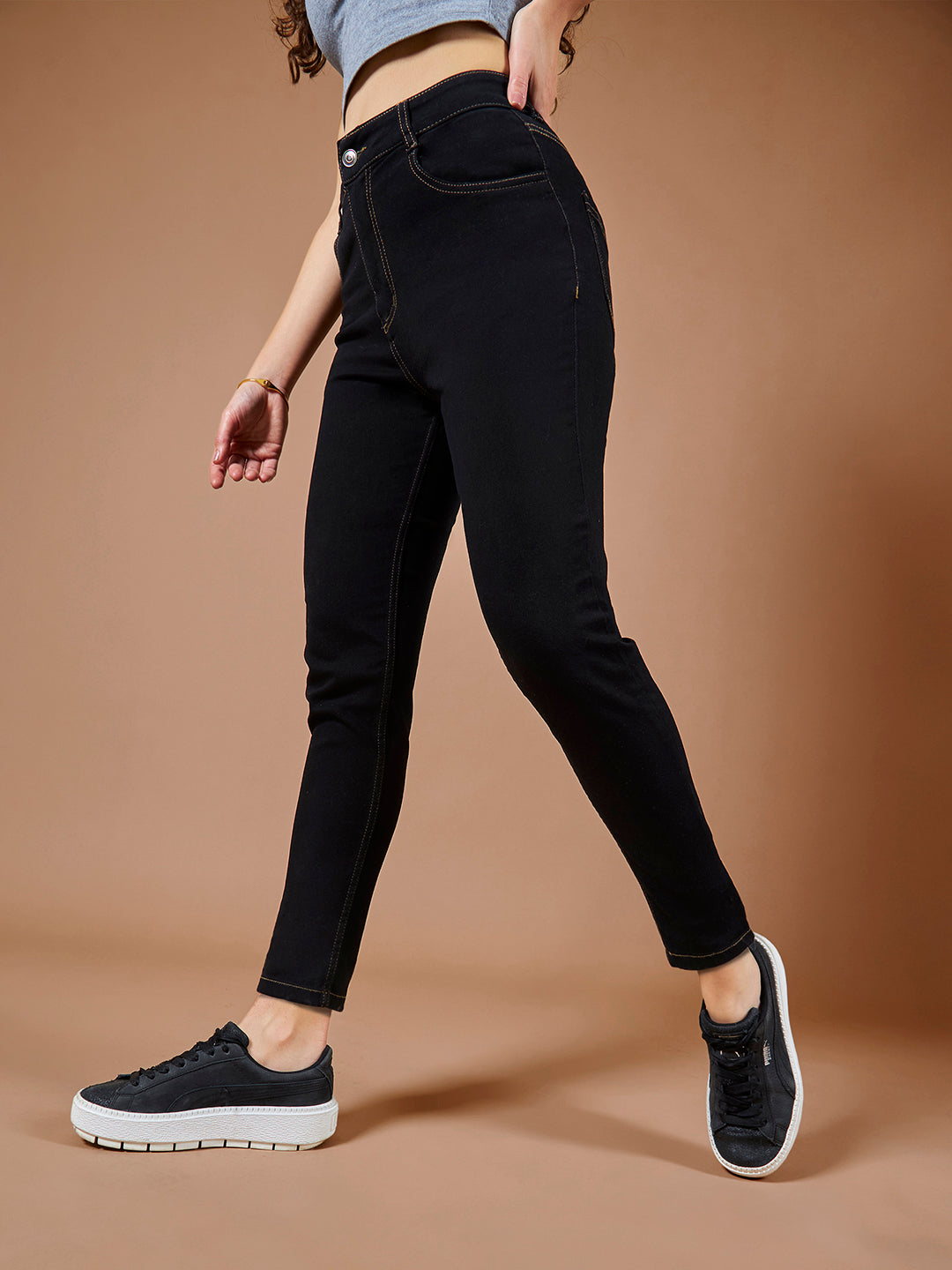 24/7 Comfort Black Skinny High-Rise Stretchable Denim Jeans