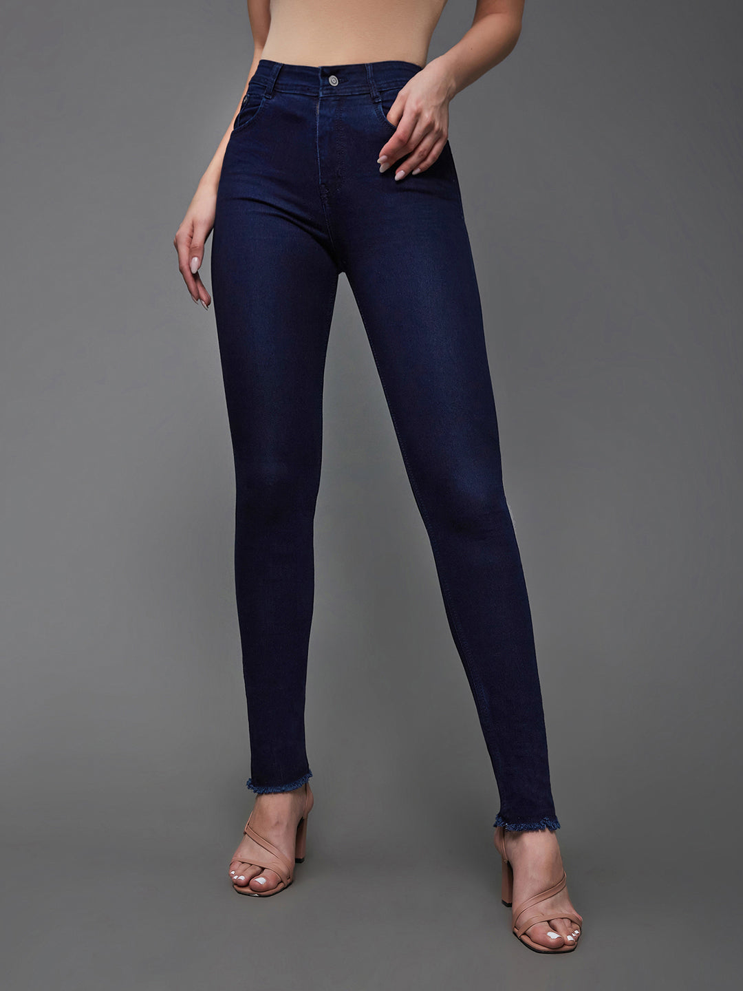 CHASEstretch™ Navy-Blue Mid-Rise Solid Denim Jeans