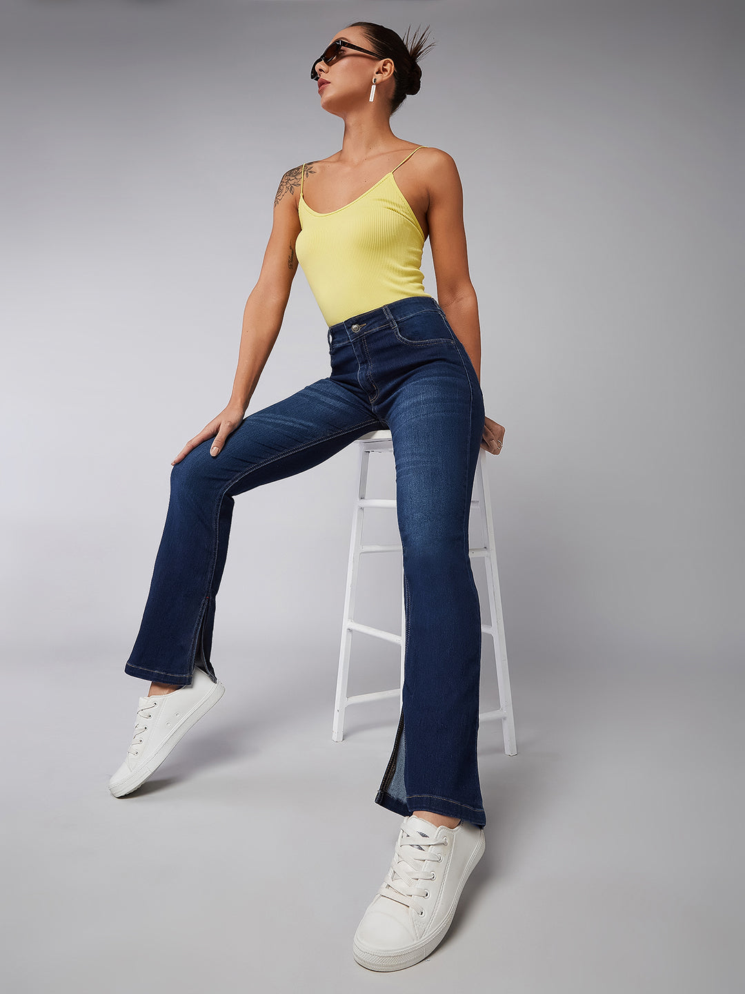 24/7 Comfort 24/7 Comfort Blue Semi-Bootcut Mid-Rise Stretchable Denim Jeans