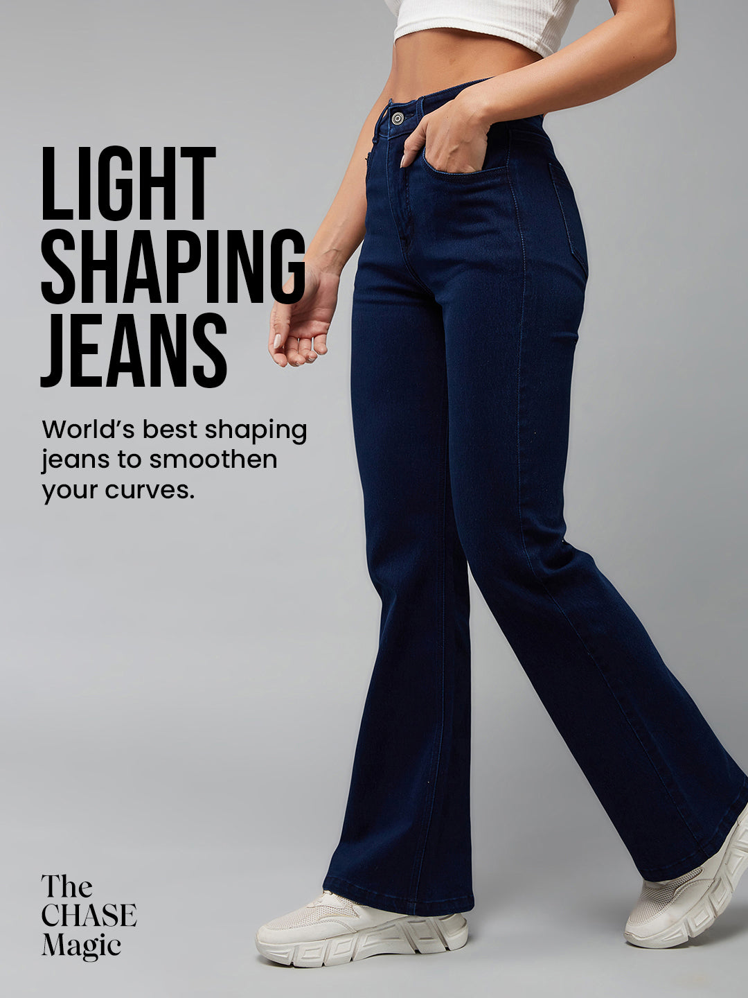 CHASEshape™ Light-Shaping Bootcut High-Rise Navy Blue Denim Jeans