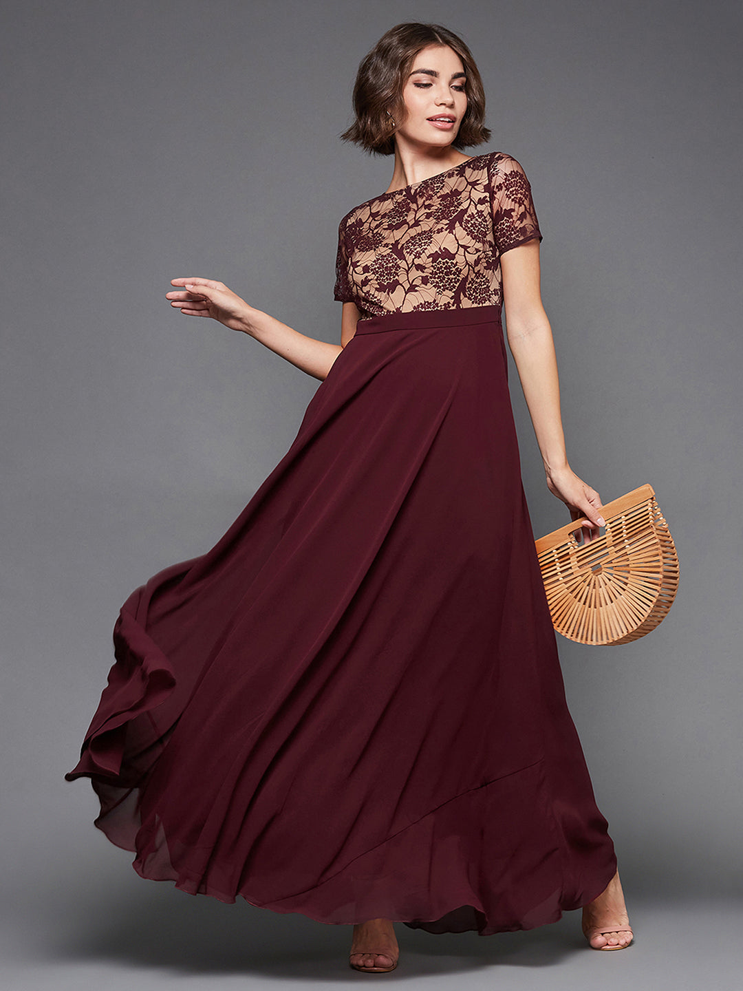 burgundy silk dress midi Maeva Satin Midi Dress in Burgundy Maroon