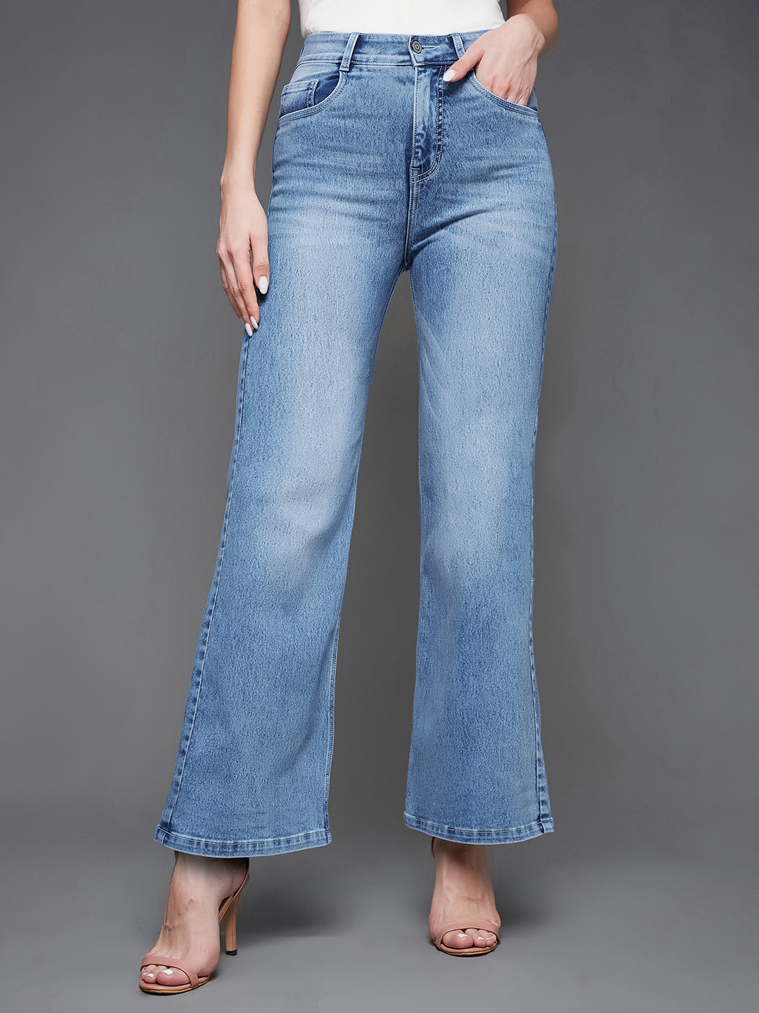 CHASEstretch™ Light Blue Wide-Leg High-Rise Stretchable Denim Jeans