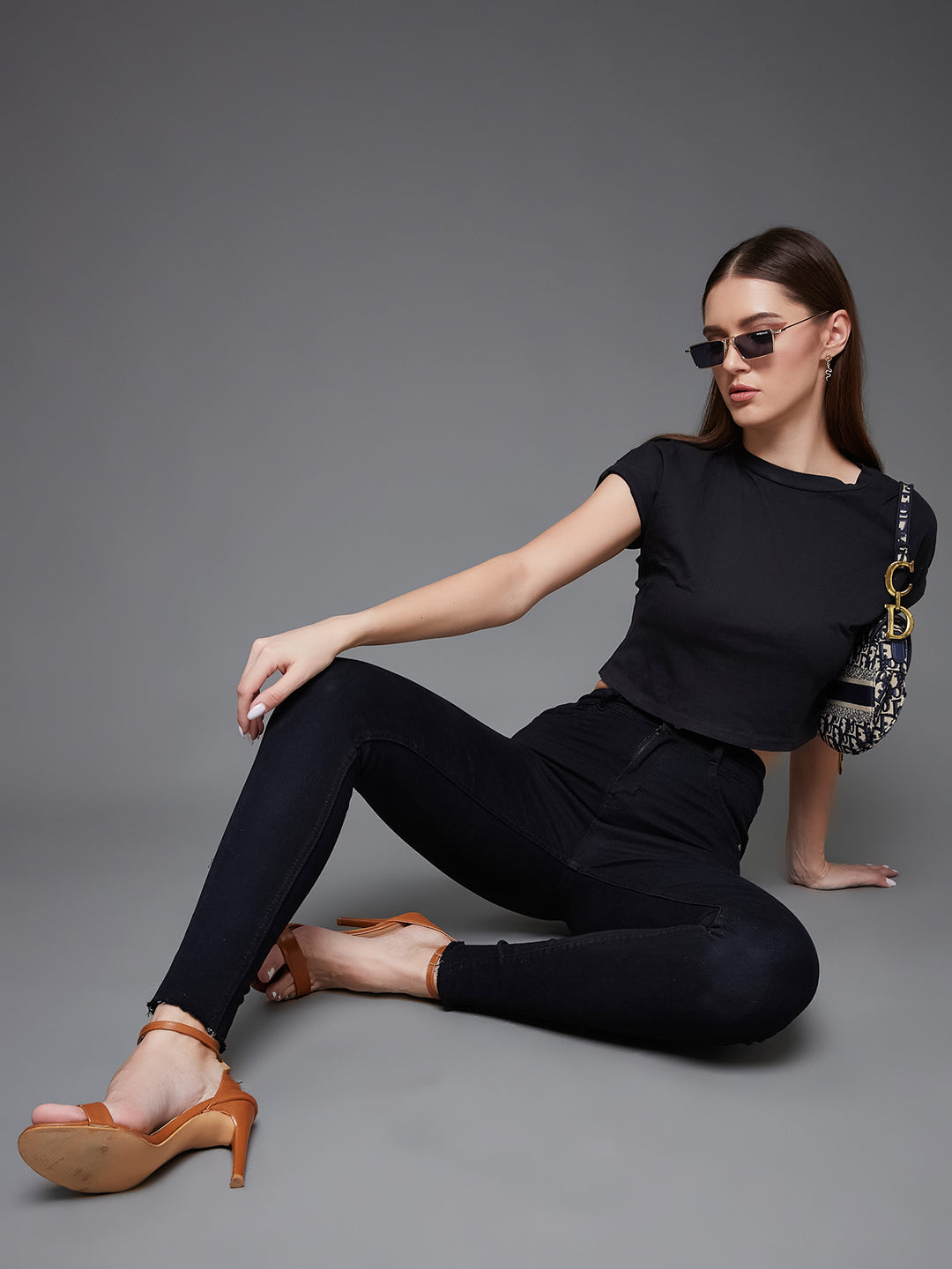 24/7 Comfort Black Slim-Fit High-Rise Denim Jeans