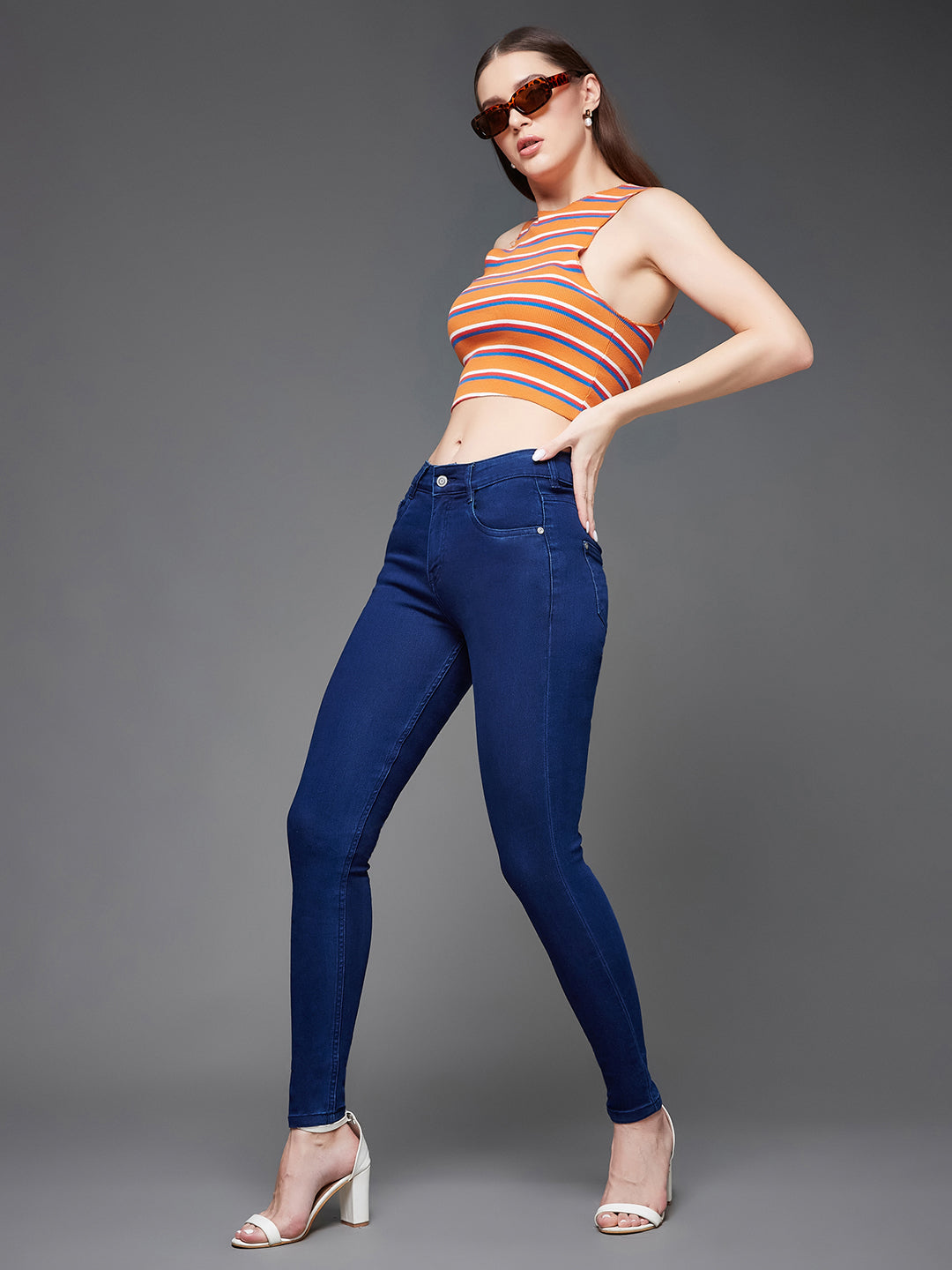 CHASEstretch™ Navy-Blue Skinny-Fit Mid-Rise Denim Jeans