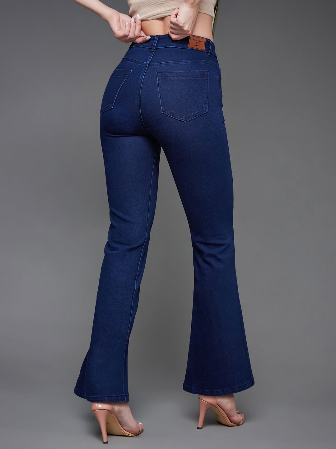 CHASEshape™ Navy-Blue Bootcut High-Rise Stretchable Denim Jeans