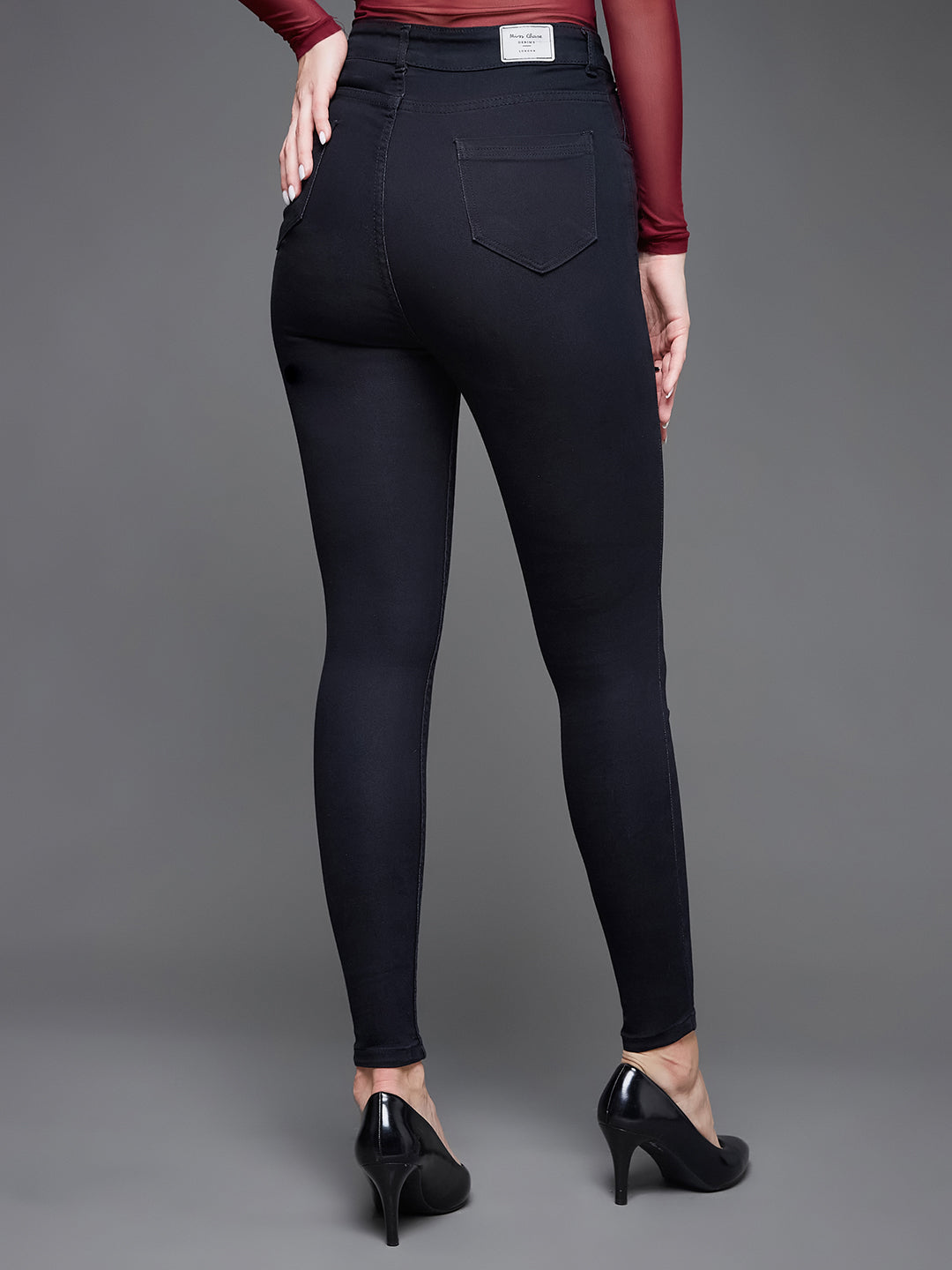 24/7 Comfort Black Skinny High-Rise Stretchable Denim Jeans