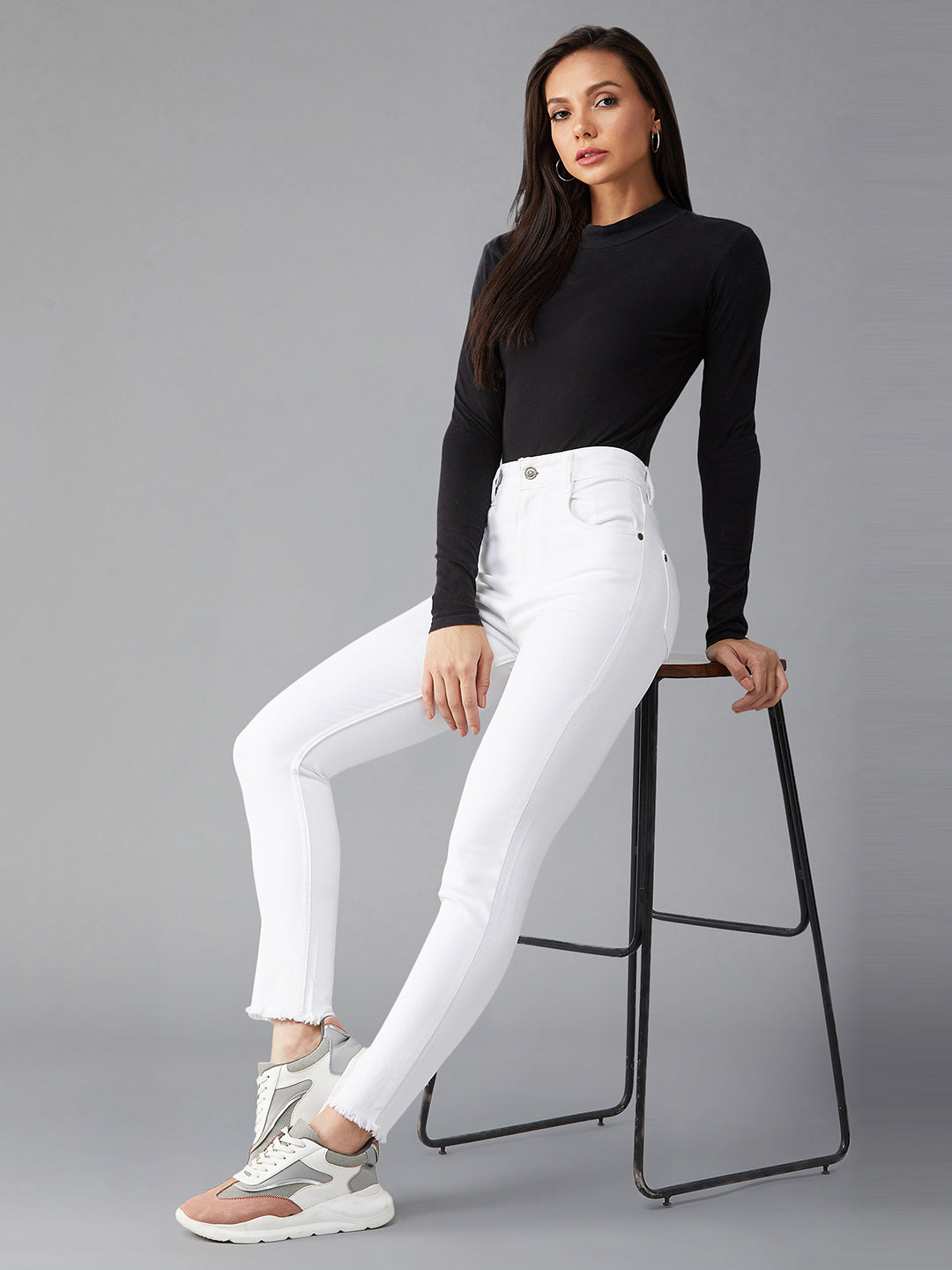 CHASEstretch™ White Skinny High-Rise Bleached Ankle-Length Denim Jeans