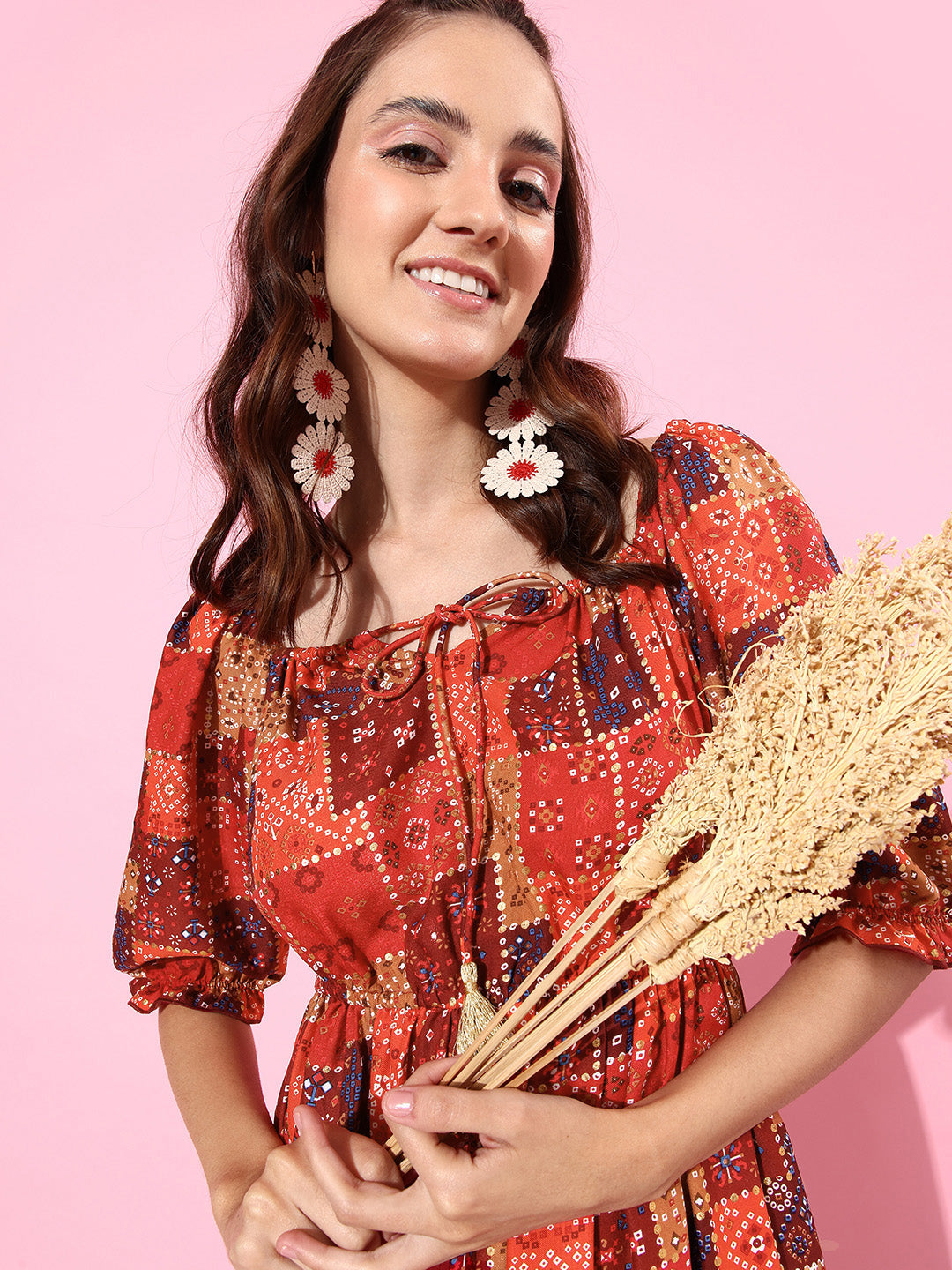 Women's Multicolored Ruffled Dress