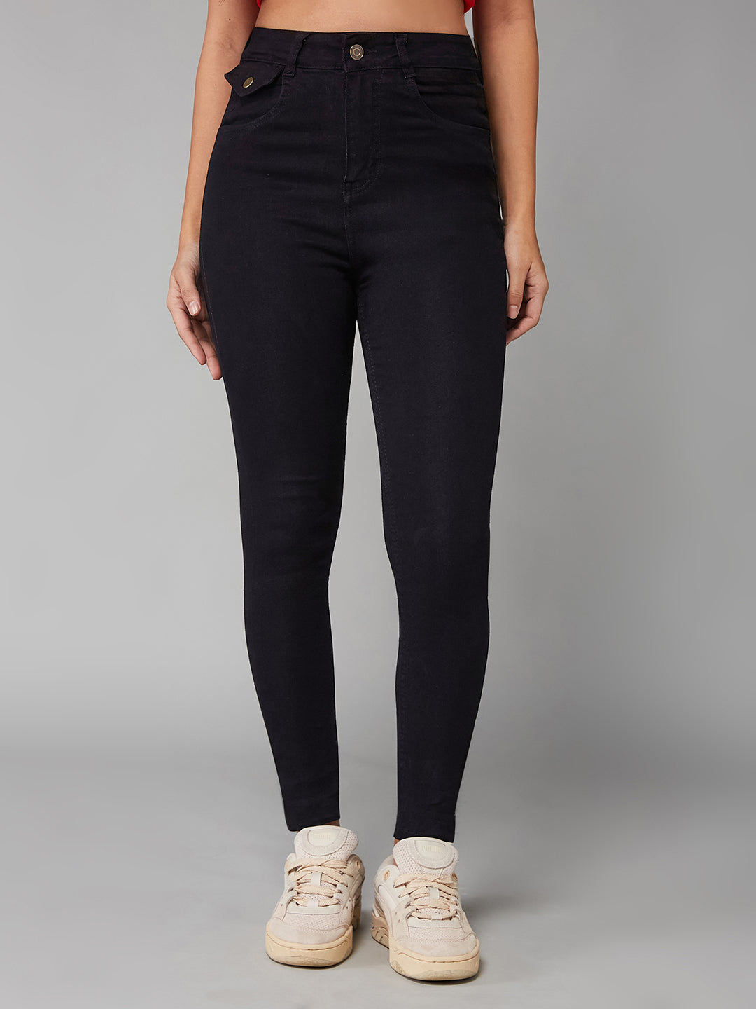 Women's Black Skinny High-Rise Stretchable Denim Jeans