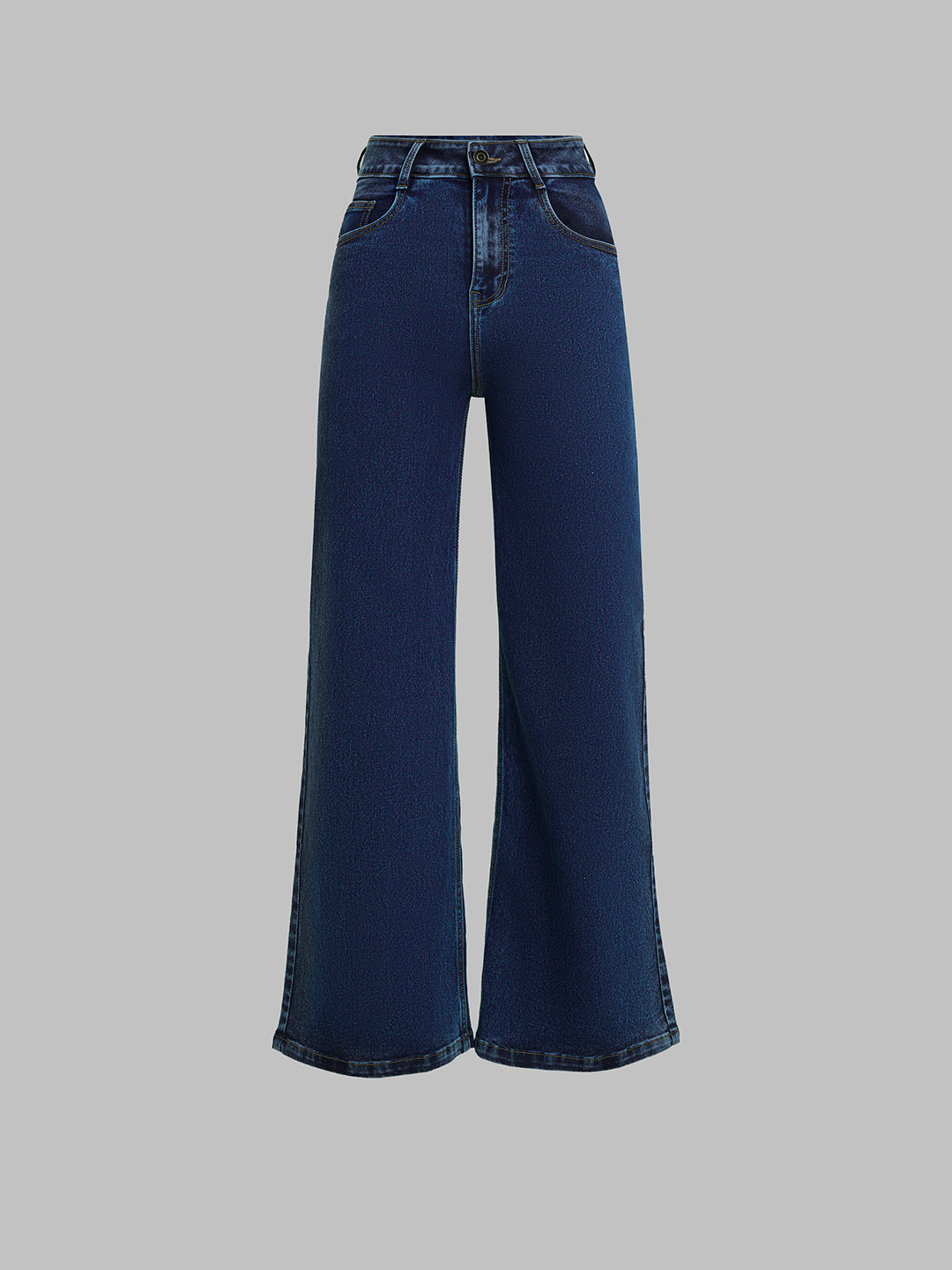 24/7 Comfort Mid-Blue Wide-Leg High-Rise Clean-Look Regular-Length Stretchable Denim Jeans