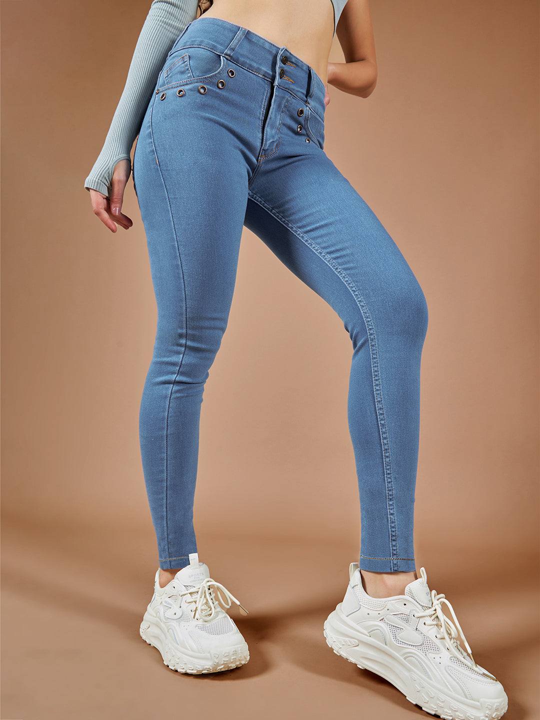 24/7 Comfort Blue Skinny-Fit High-Rise Regular Length Stretchable Denim Pants