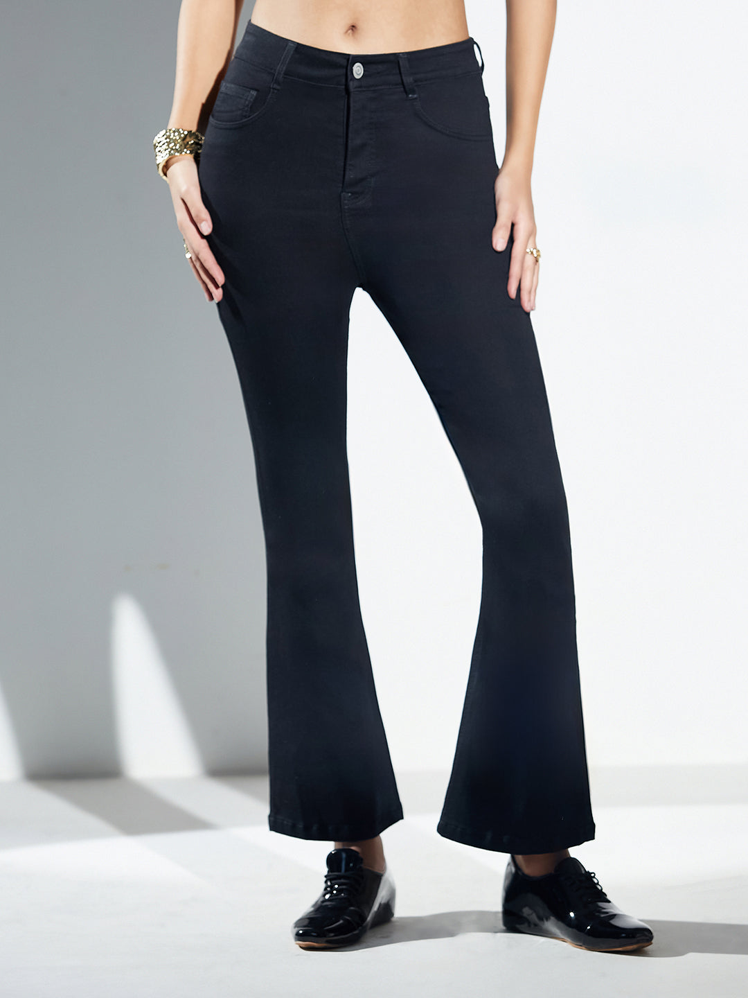 CHASEshape™ Black High Rise Semi Bootcut Stretchable Shaping Denim Jeans