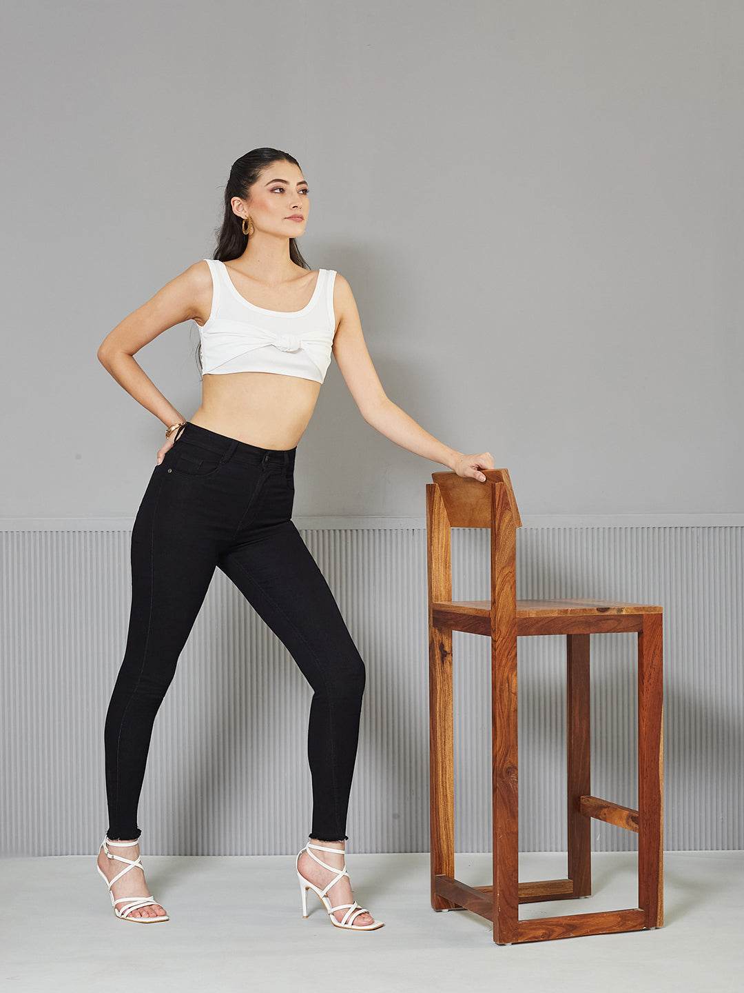 Women's Black Slim Fit Regular-Length High-Rise Denim Jeans