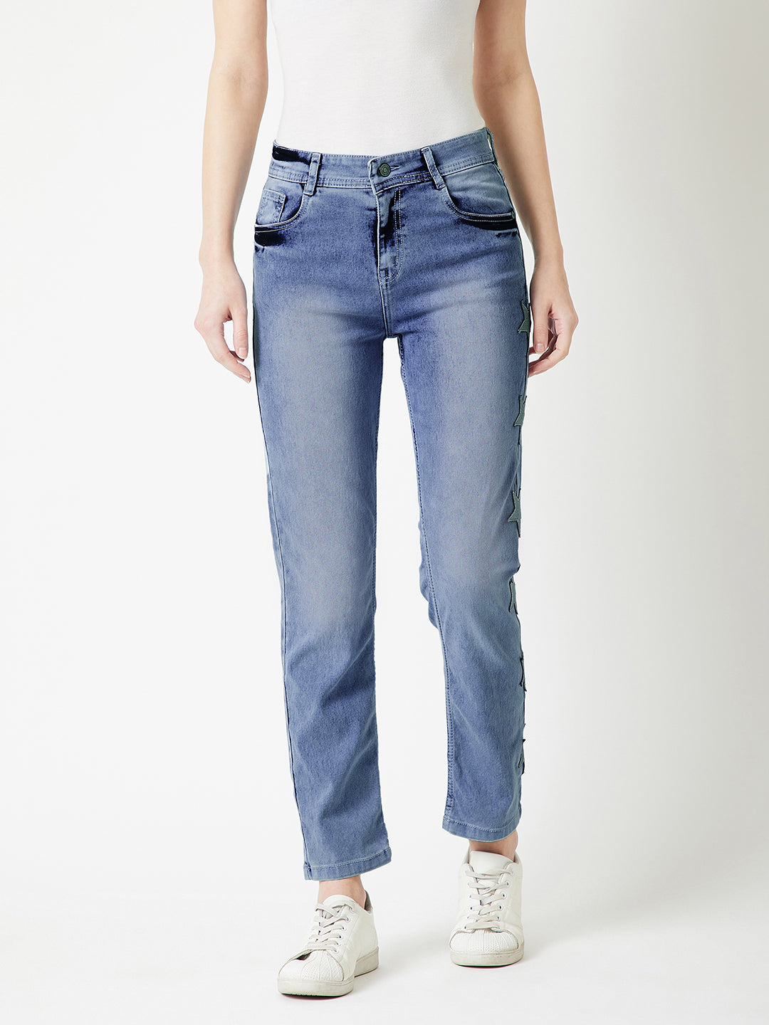 Women's Light Blue Slim-Fit High-Rise Stretchable Denim Jeans