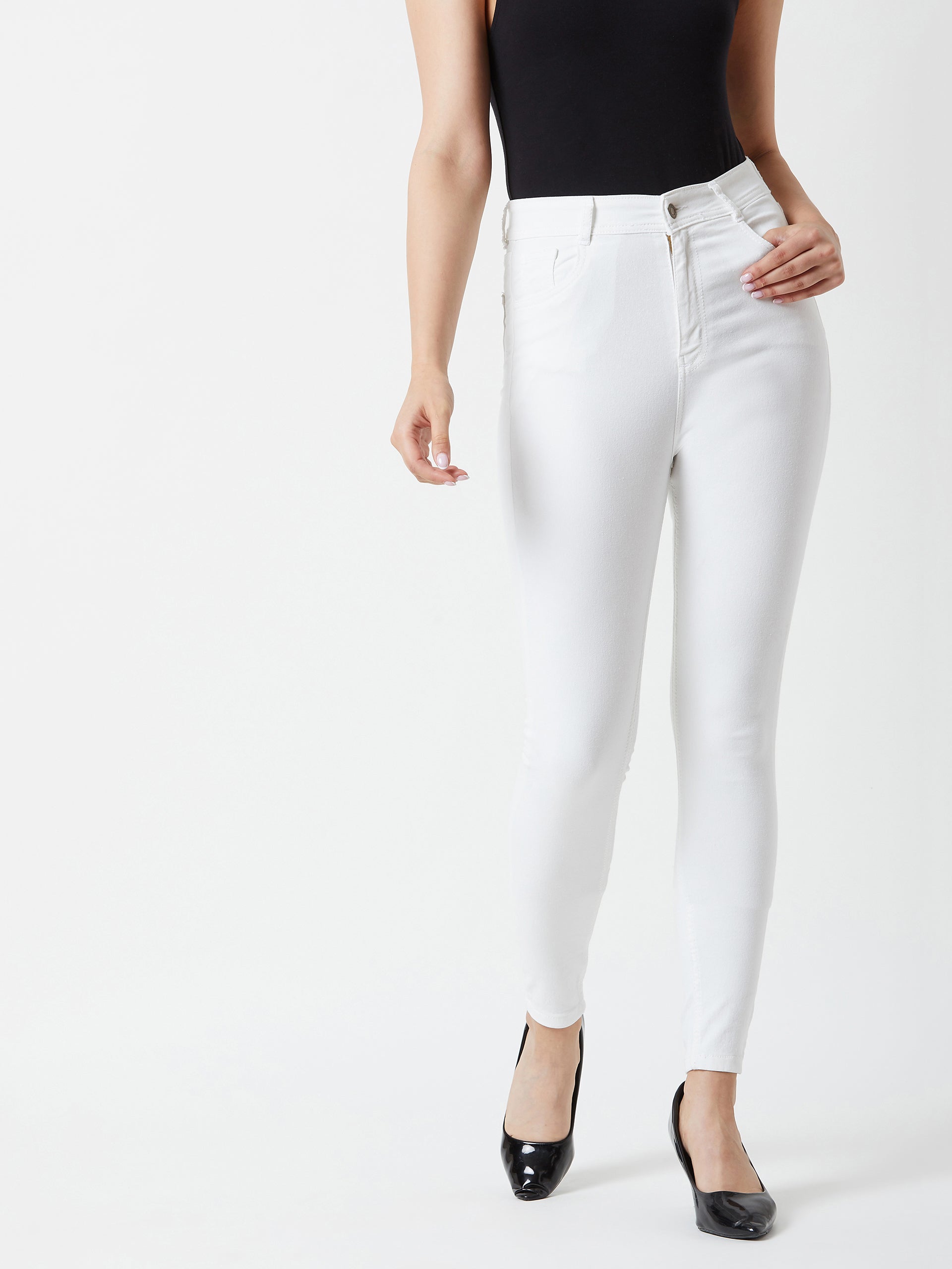 24/7 Comfort White Skinny-Fit High-Rise Bleached Denim Jeans