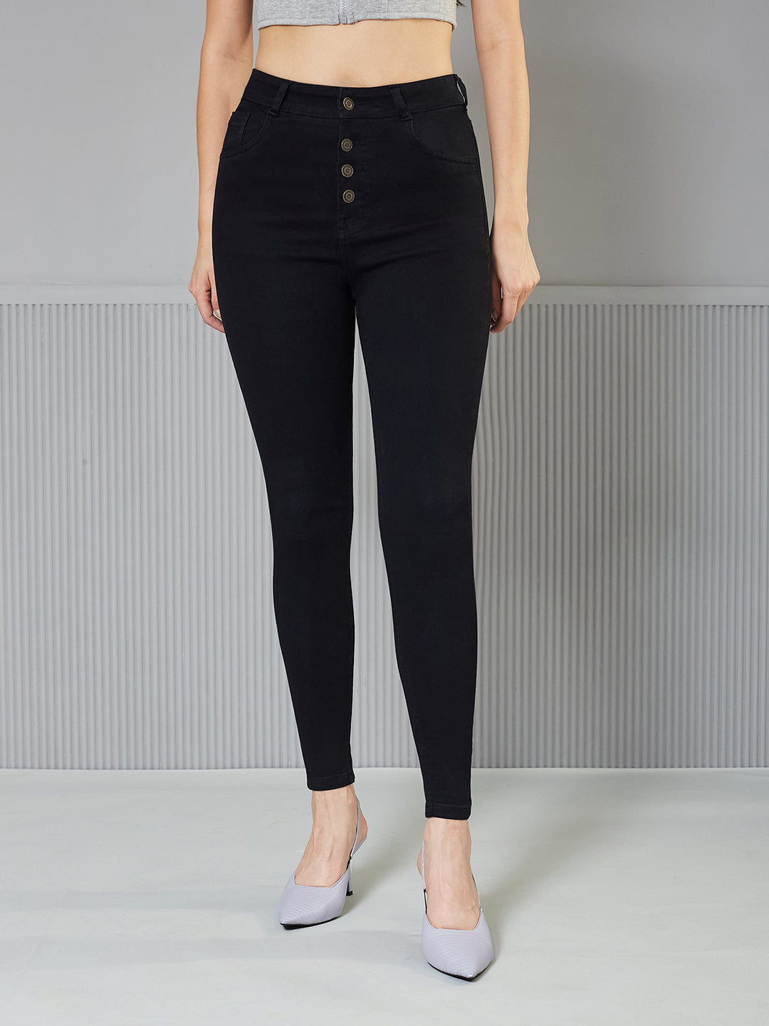Women's Black Skinny Fit High-Rise Stretchable Denim Jeans