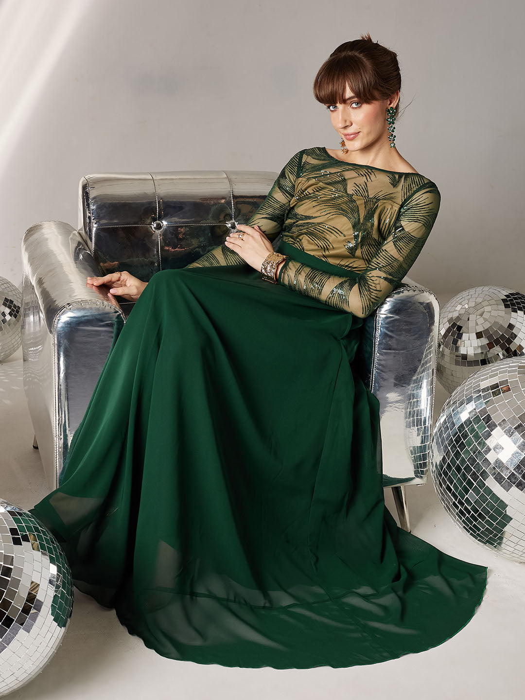 chinese dress ladies Senia Modest Embellished Sequin Maxi Dress main image 1