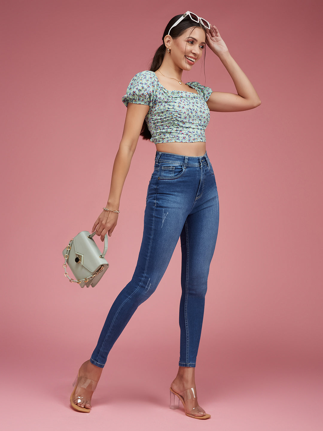 Women's Blue Skinny-Fit High-Rise Stretchable Denim Jeans