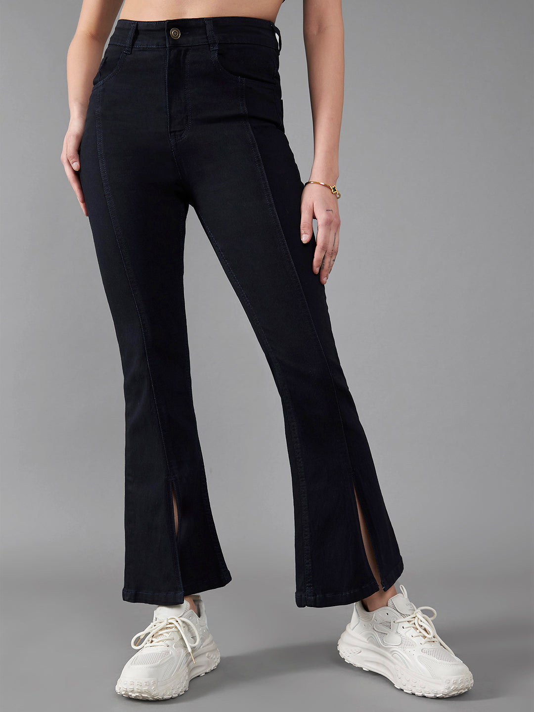 24/7 Comfort Black Bell-Bottom Bootcut Hourglass High-Rise Stretchable Denim Jeans