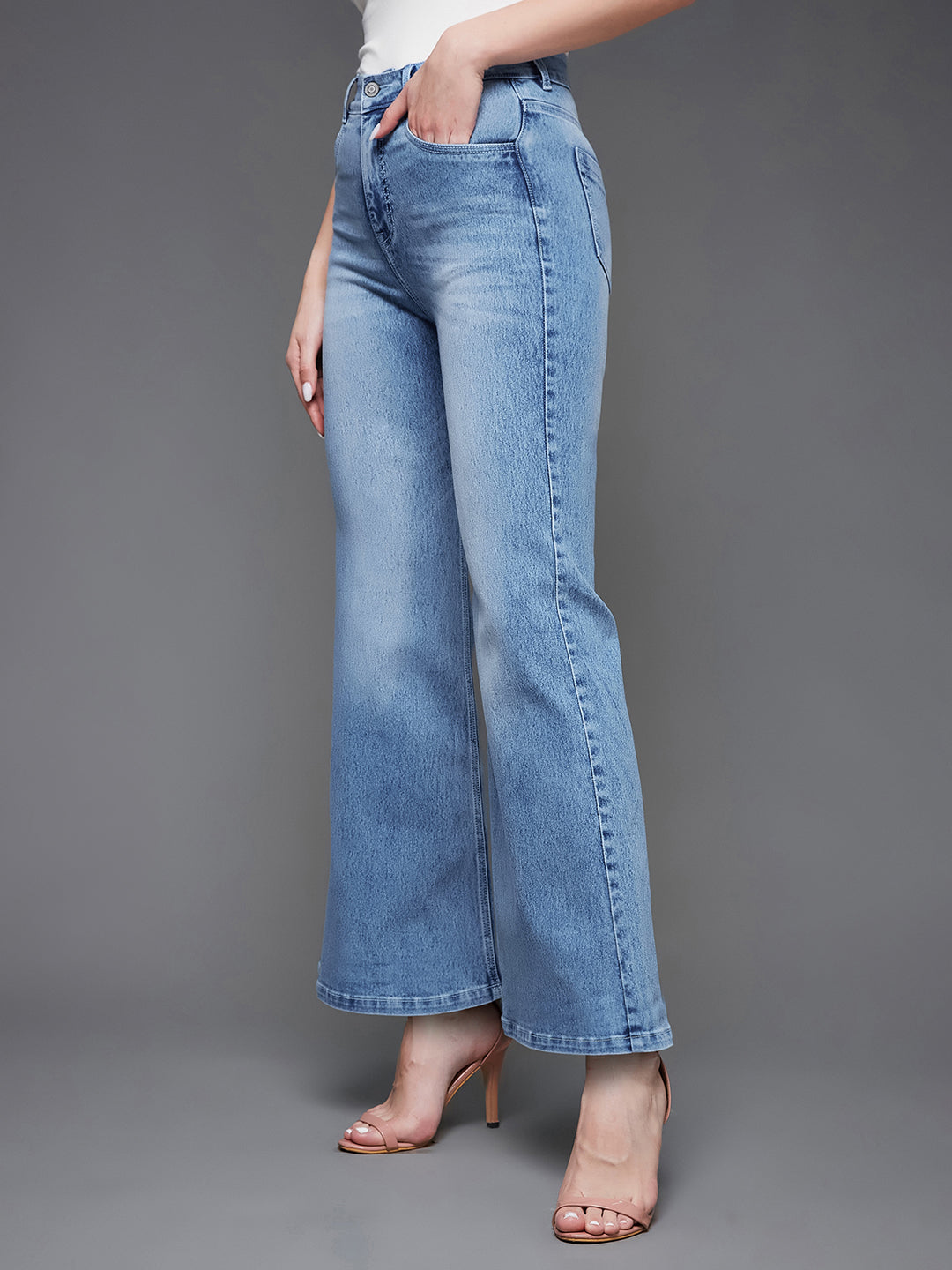 CHASEshape™ Light-Blue Wide-Leg High-Rise Stretchable Denim Jeans