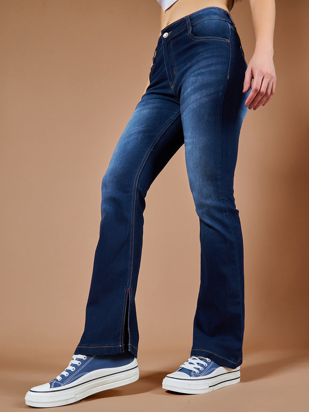 24/7 Comfort Women's Blue Bootcut Mid-Rise Regular-Length Denim Stretchable Jeans