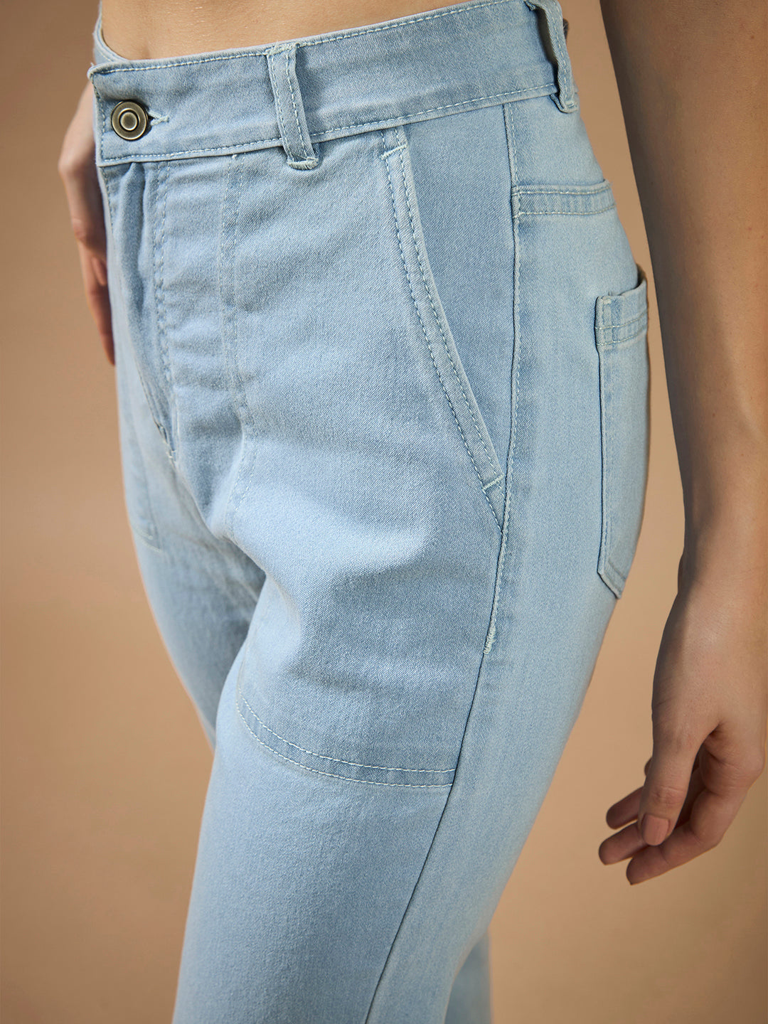24/7 Comfort Light Blue Bootcut High-Rise Stretchable Denim Jeans