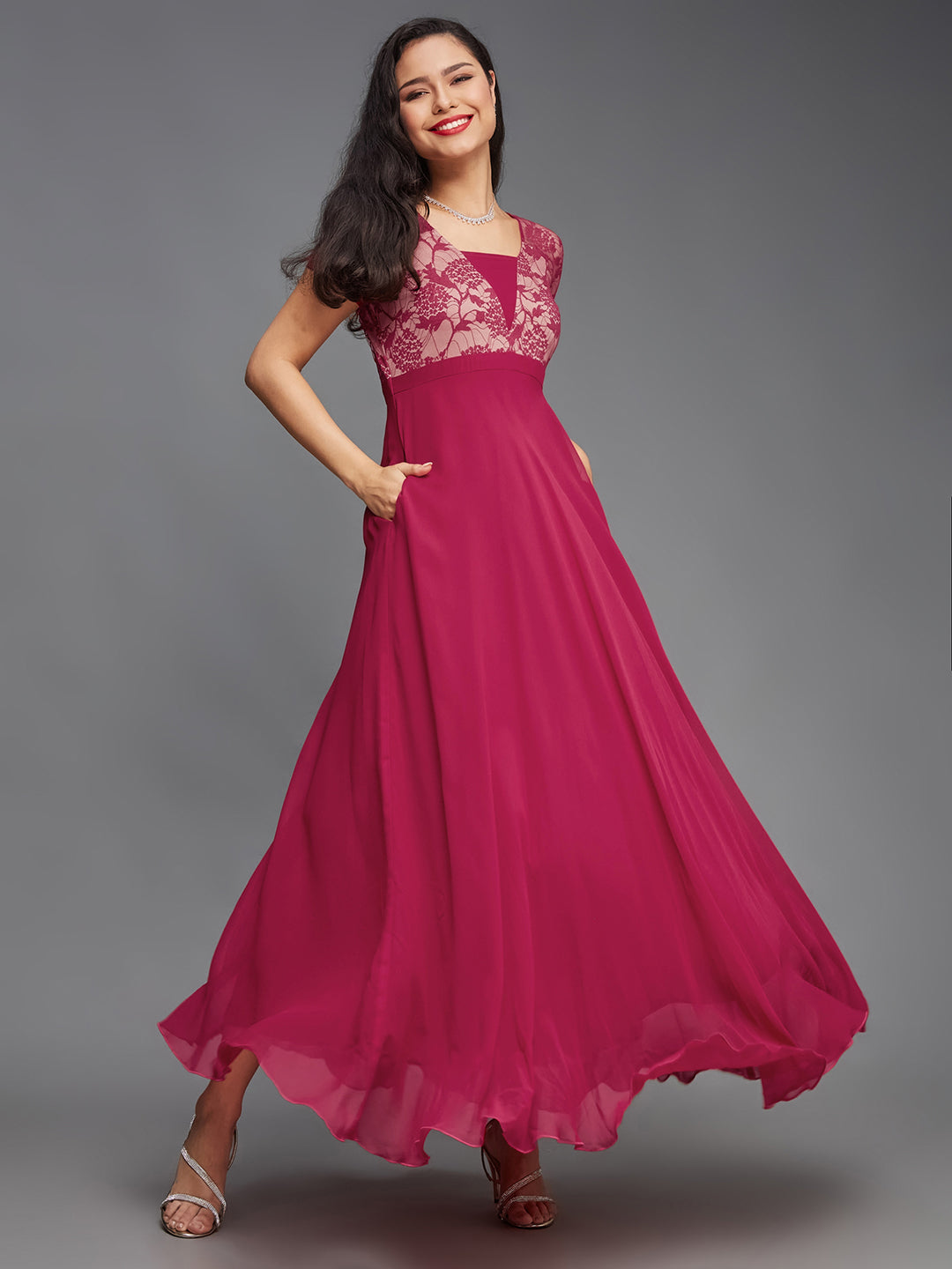 Miss Chase Dark Pink Relaxed Fit dress for Women