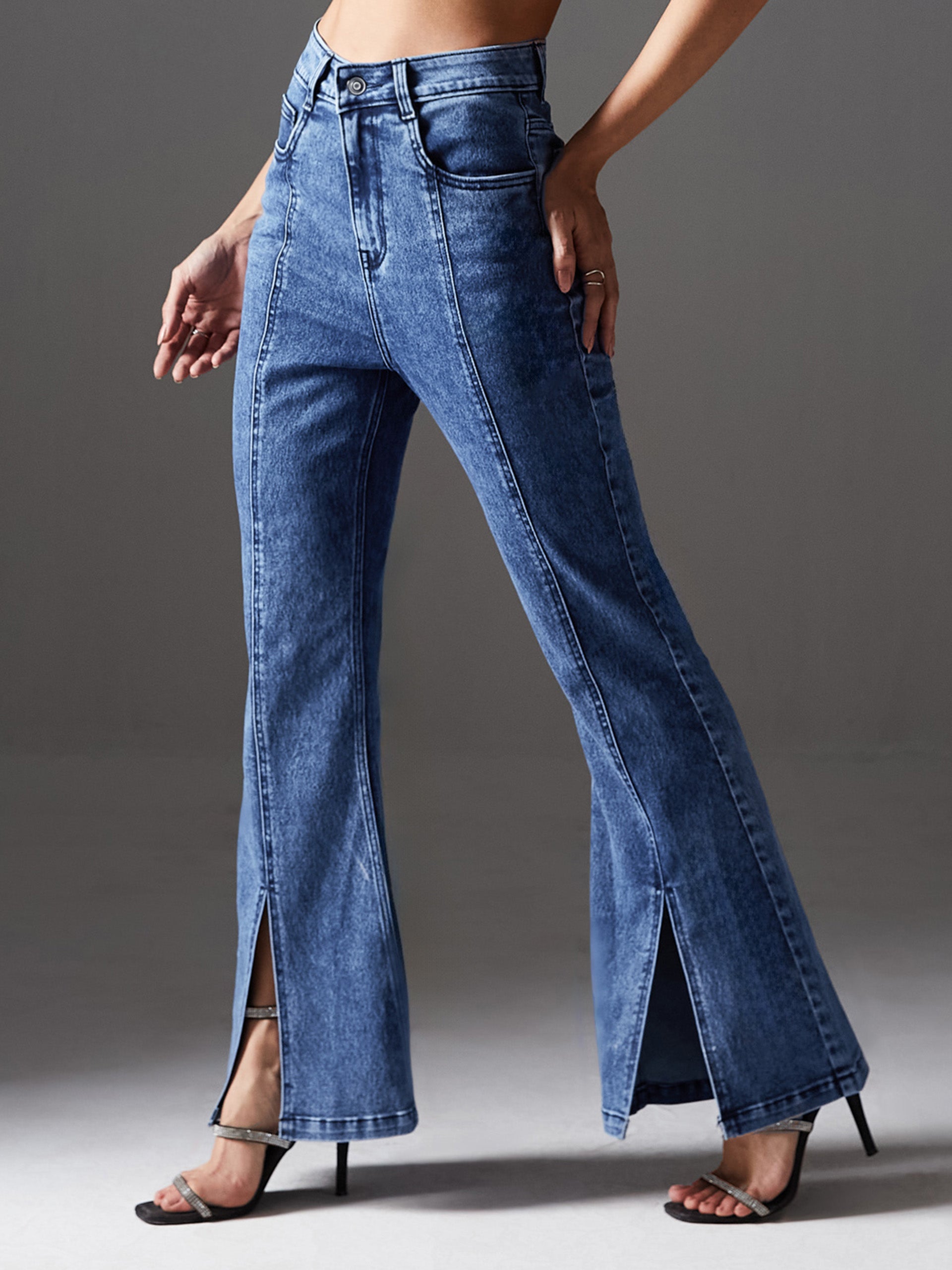 CHASEstretch™ 24/7 Comfort Special Design Women's Navy-Blue Bootcut High-Rise Stretchable Denim Jeans