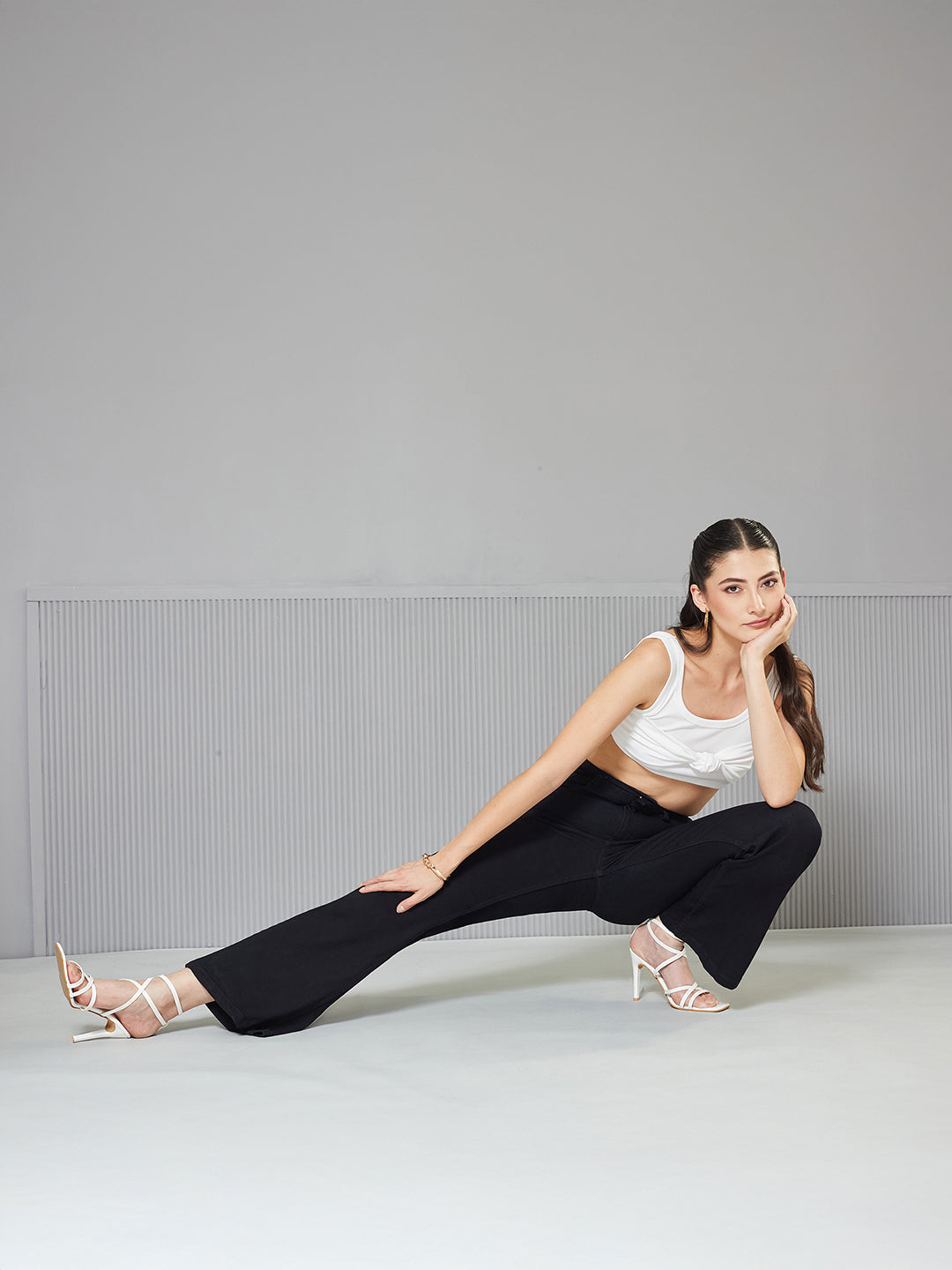 Black Bootcut High-Rise Regular Stretchable Denim Jeans for Women