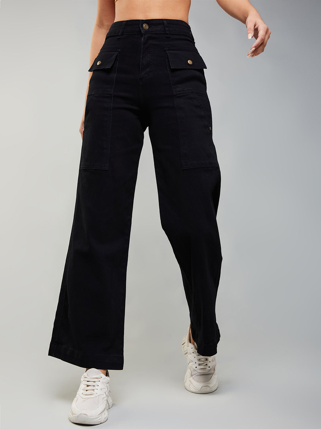 24/7 Comfort Black Flared High-Rise Stretchable Denim Jeans