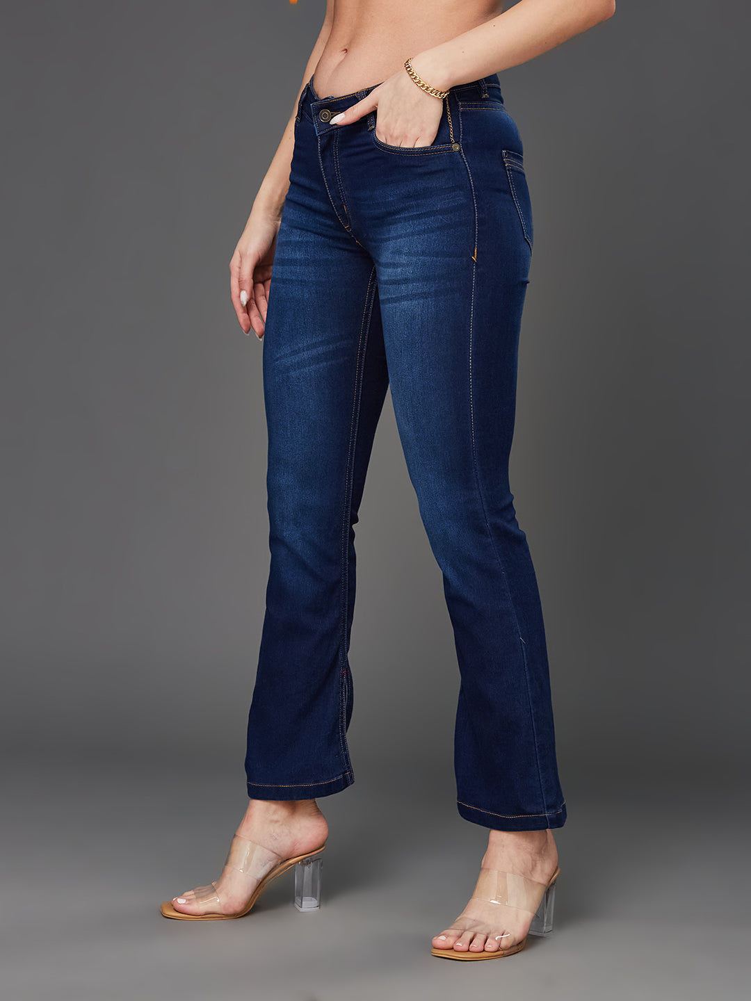 24/7 Comfort Blue Semi-Bootcut Mid-Rise Stretchable Denim Jeans
