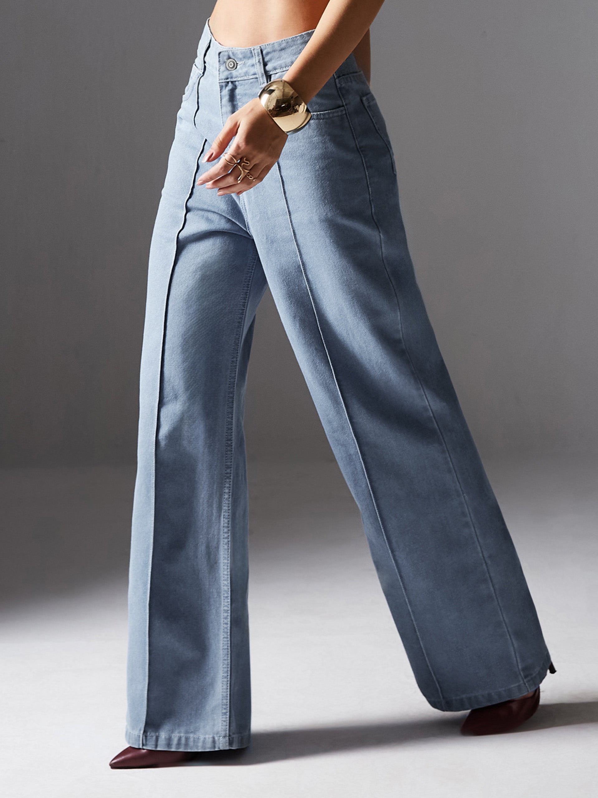 Women's Light Blue Straight-Fit High-Rise Non-Stretchable Denim Jeans