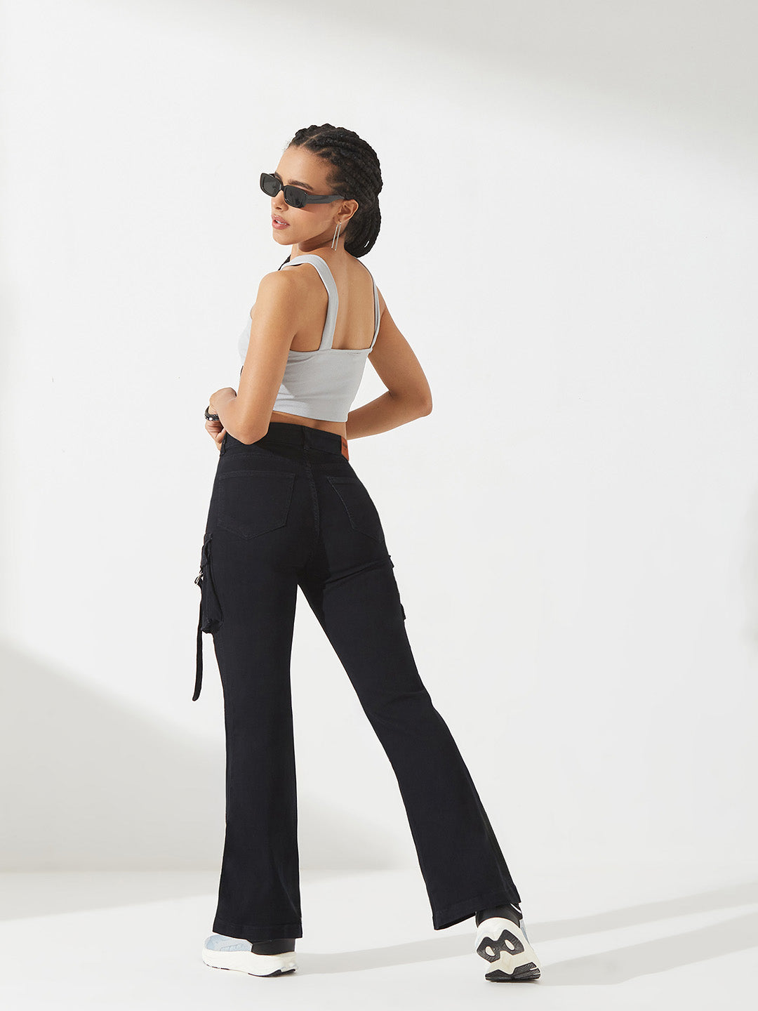 Black Bootcut High-Rise Stretchable Denim Jeans For Women