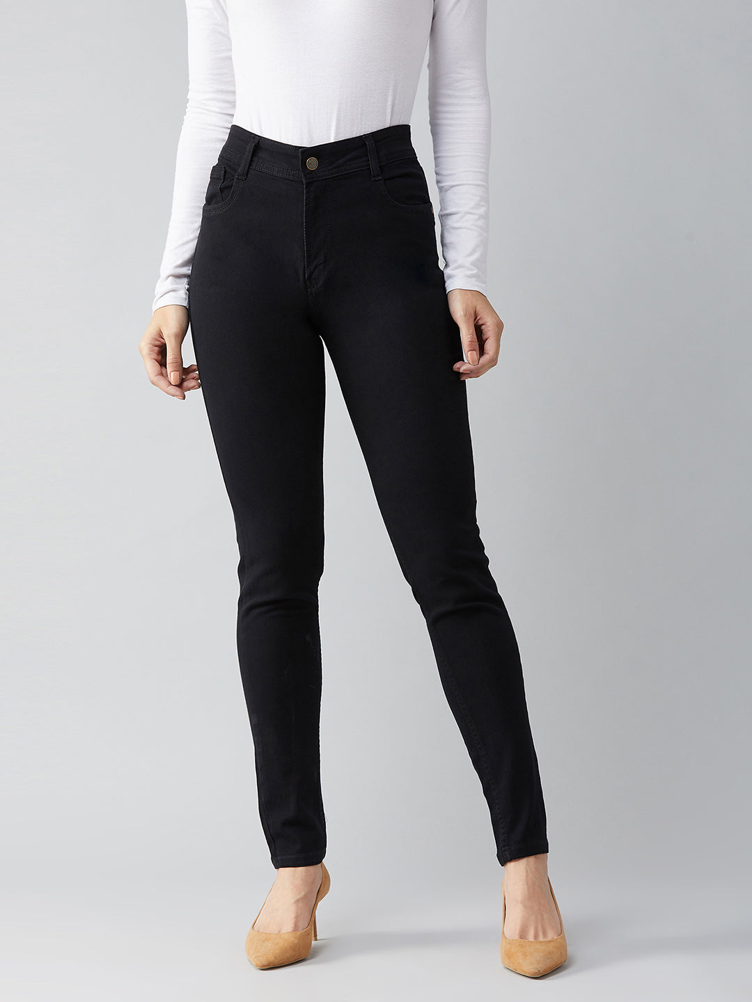 24/7 Comfort Black Slim-Fit High-Rise Stretchable Denim Jeans