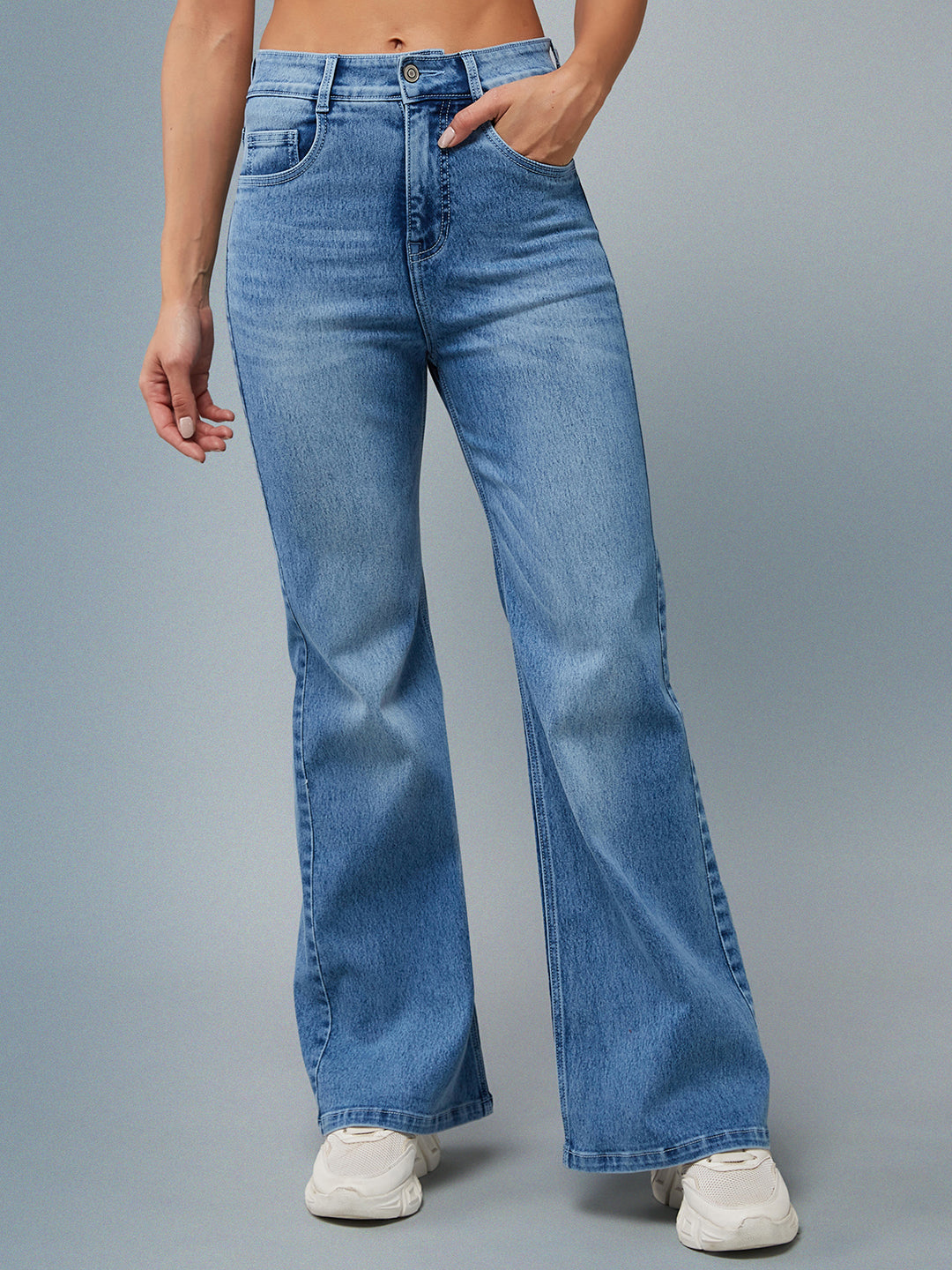 24/7 Comfort Light Blue Wide-Leg High-Rise Stretchable Denim Jeans