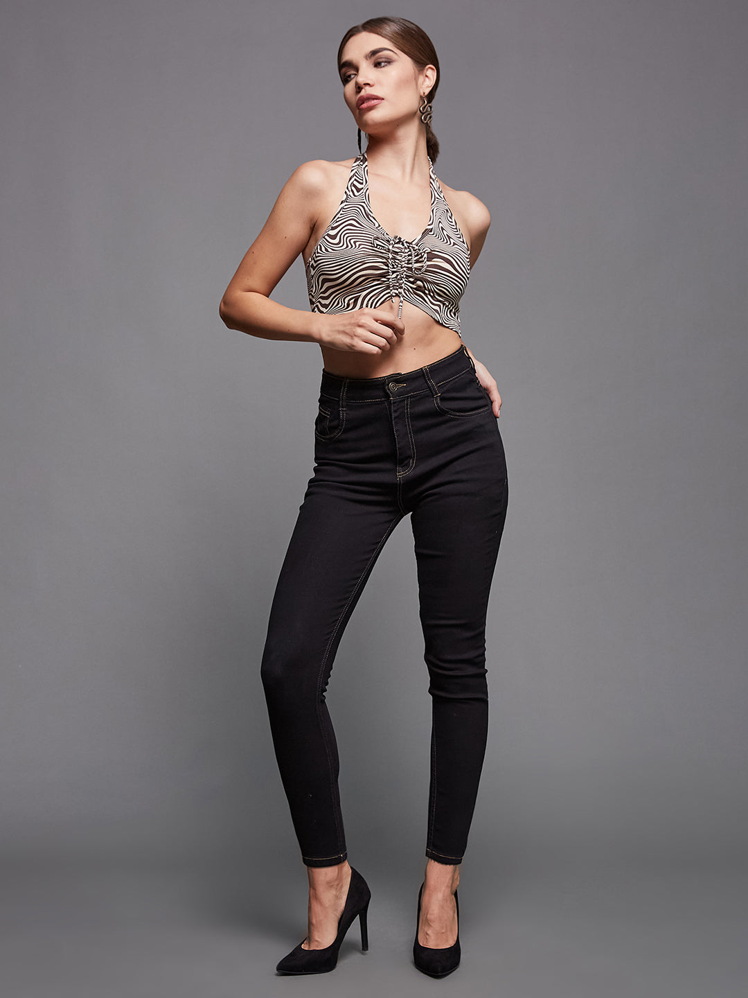 Women's Black Skinny High-Rise Stretchable Denim Jeans