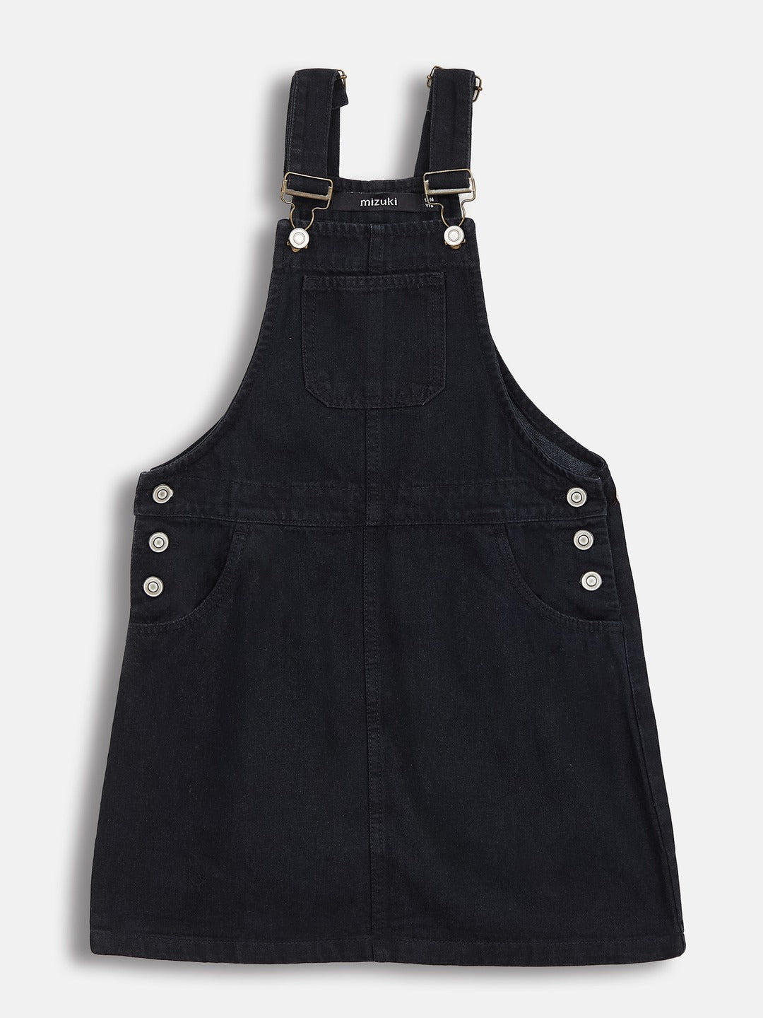 Black Straight Fit Clean Look Regular-Length Denim Dungaree for Girls/Teenagers