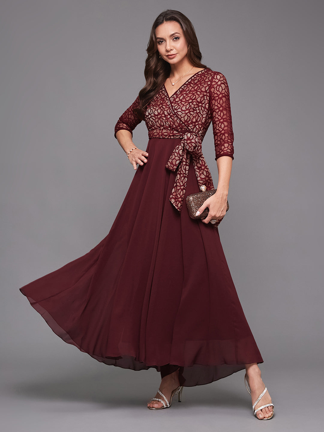 Sleeve Maxi Dress 3/4 Sleeve Loose Fit Holiday Tunic Maxi Dress