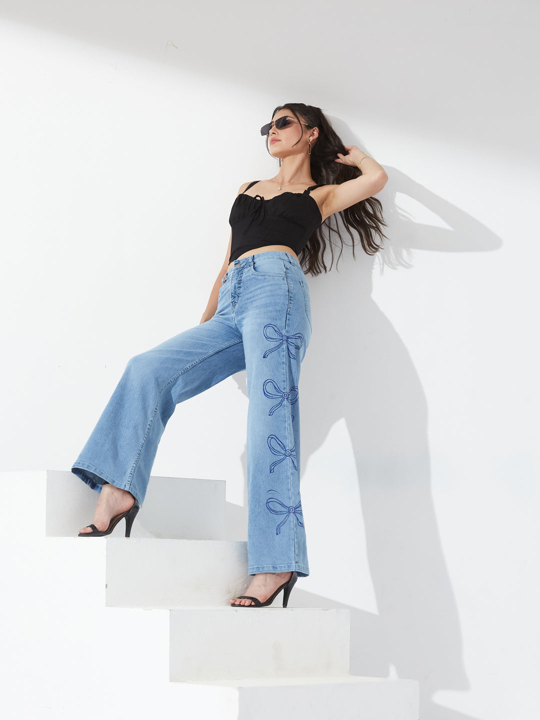 CHASEshape™ Light-Shaping Wide-Leg High-Rise Light-Blue Denim Jeans