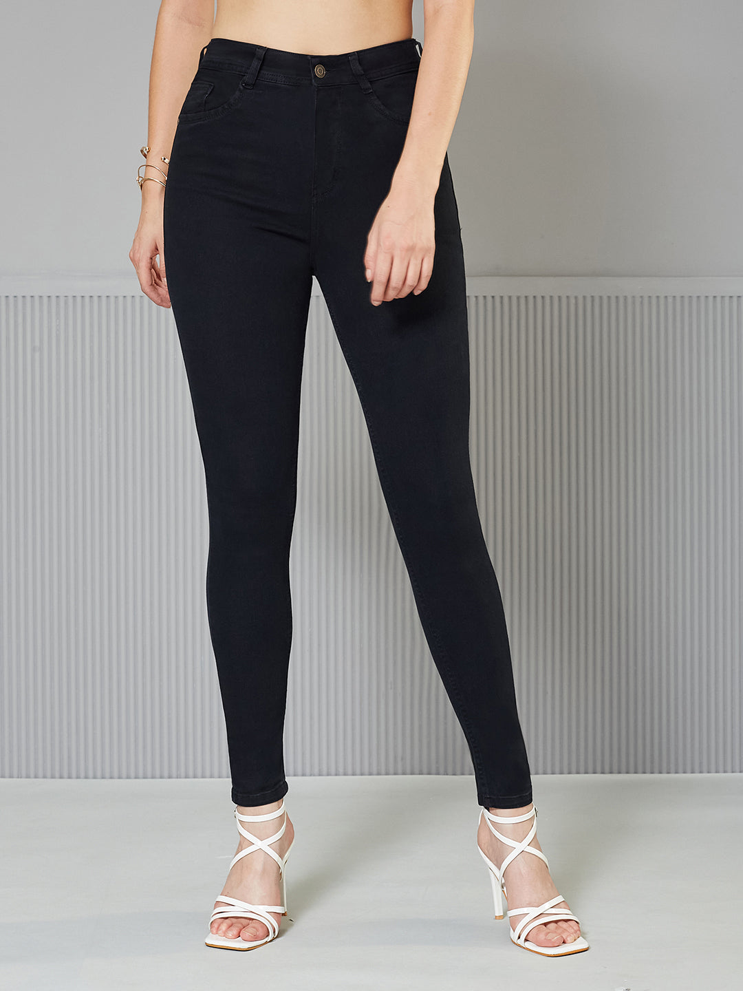 CHASEstretch™ Black Slim Fit High-Rise Acid Wash Stretchable Denim Jeans for Women