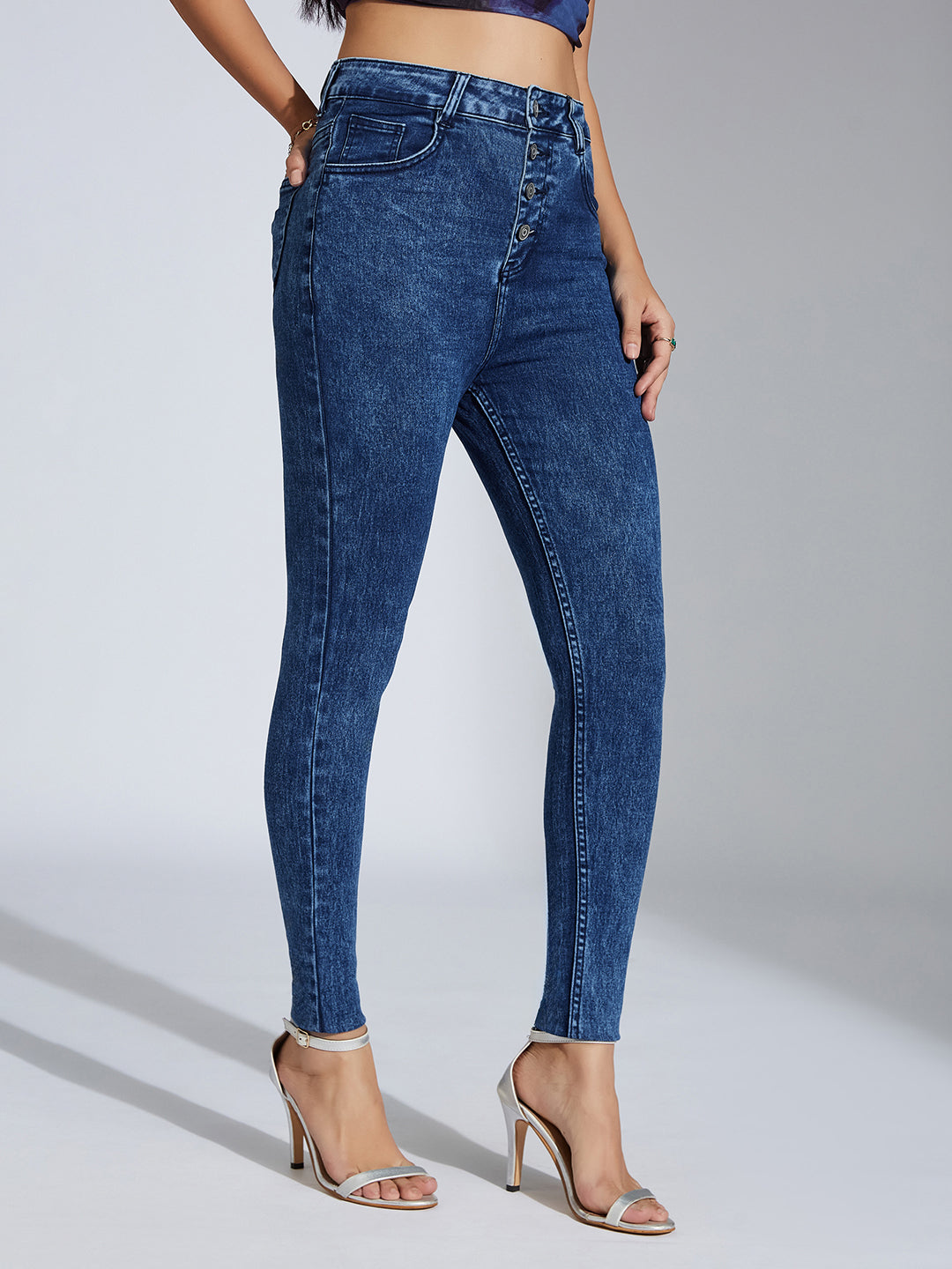 CHASEstretch™ Women's Blue Skinny-Fit High-Rise Clean-Look Regular-Length Stretchable Denim Jeans