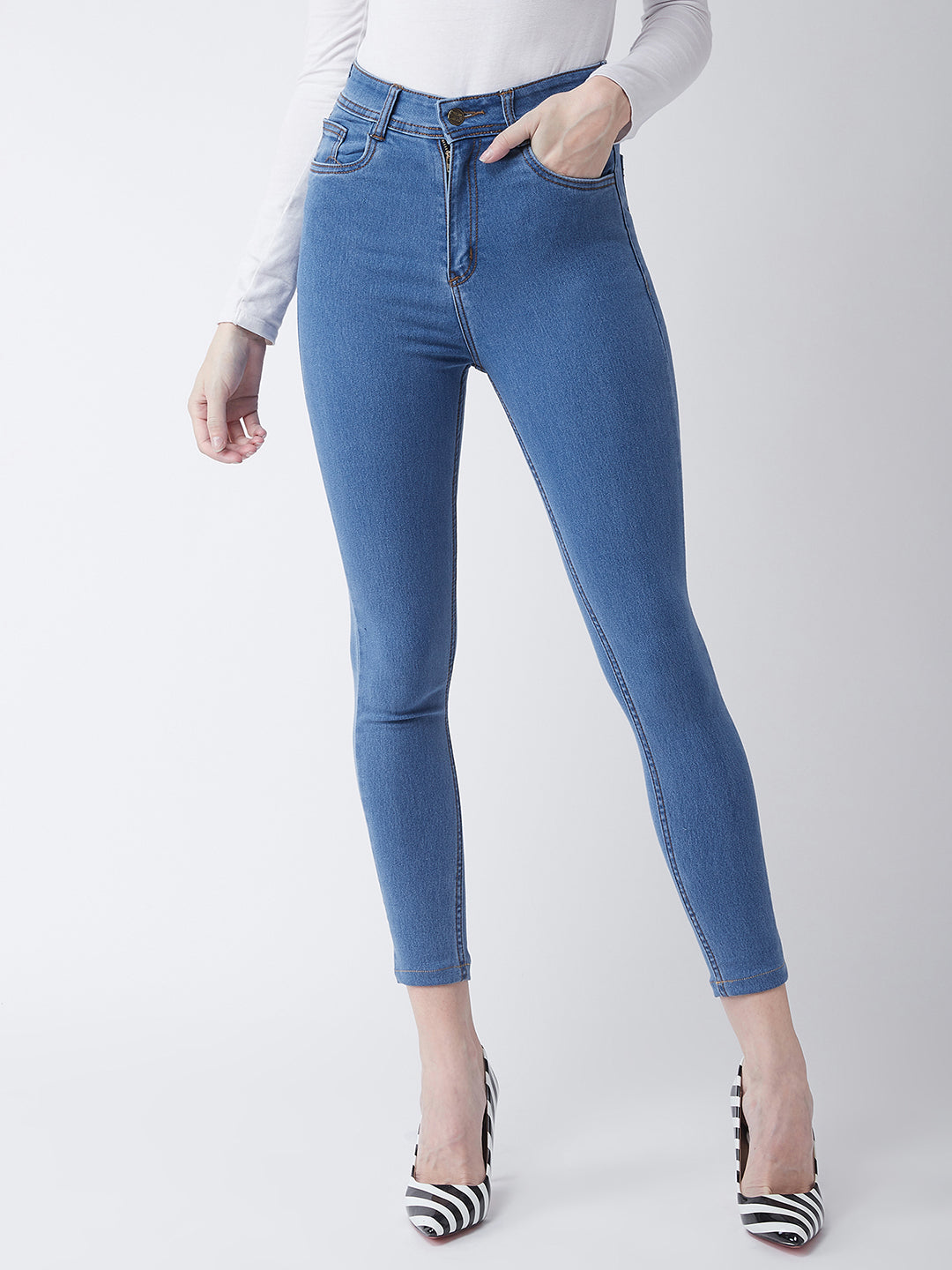 24/7 Comfort Blue Skinny High-Rise Cropped Denim Jeans