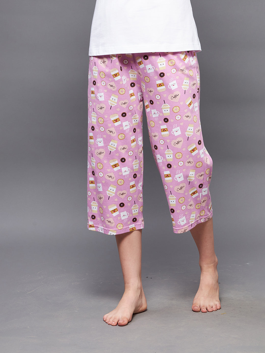 Women's Pink Printed Regular Capri