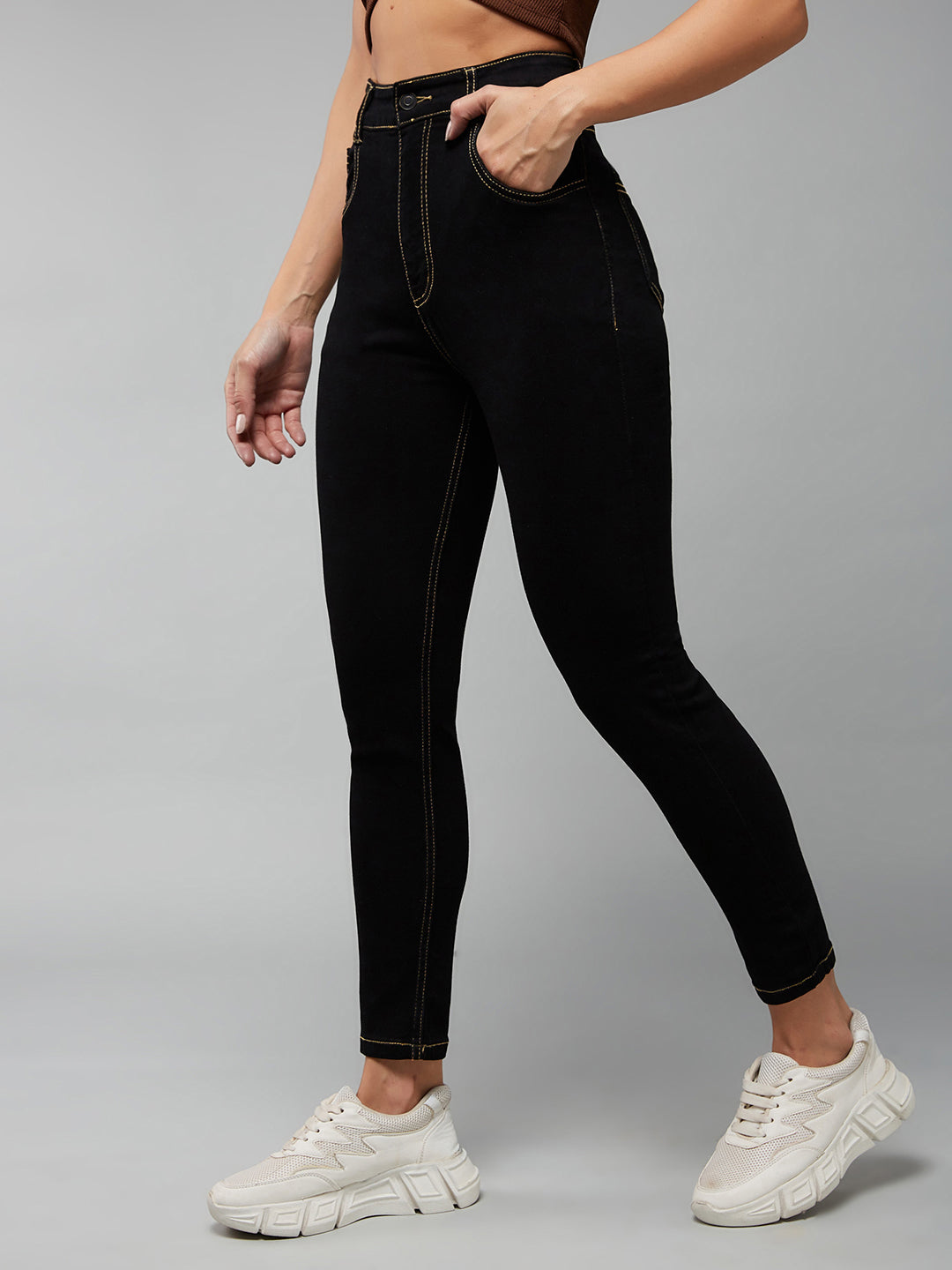 24/7 Comfort Black Skinny High-Rise Stretchable Denim Jeans