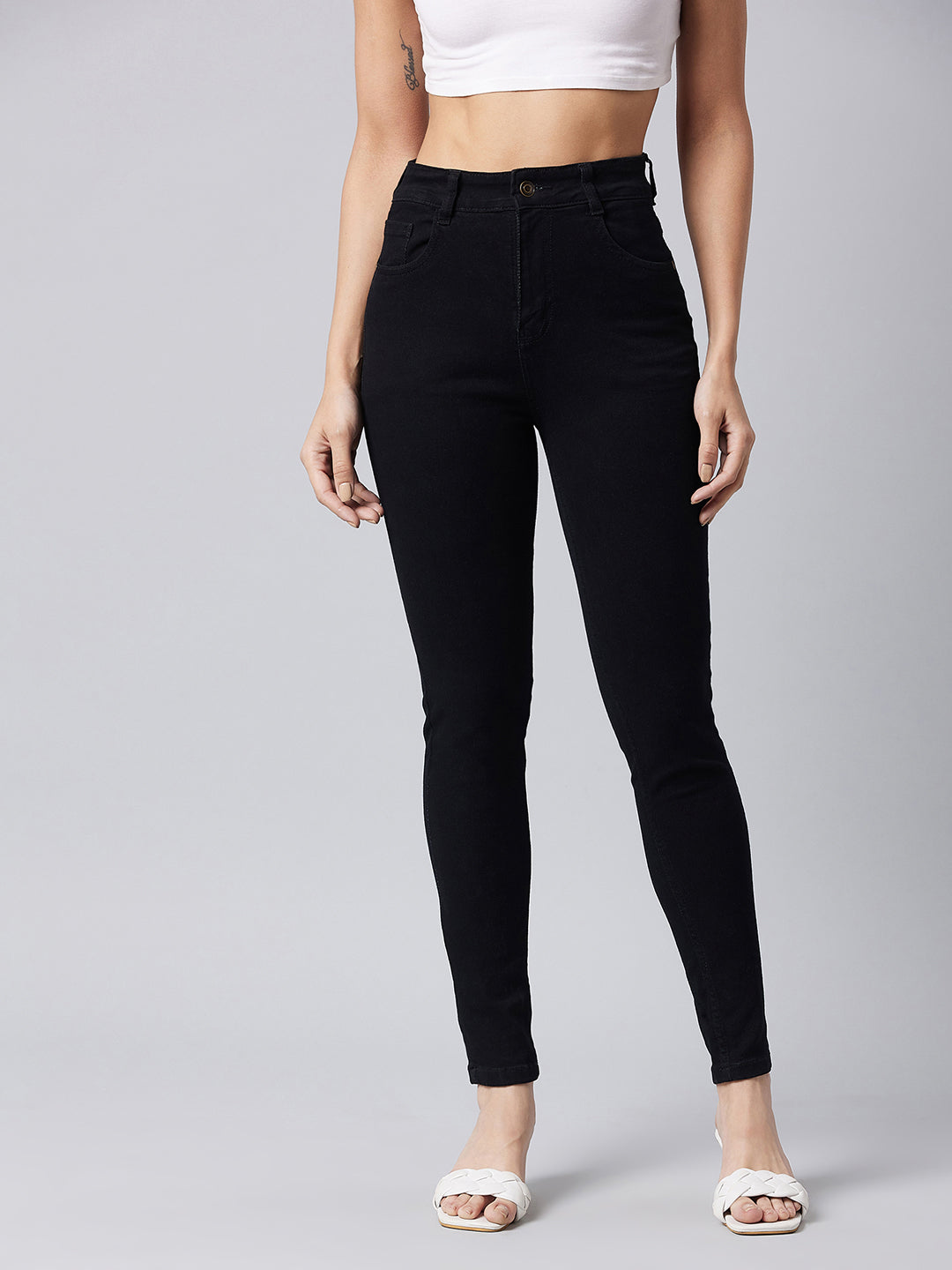 Women's Black Skinny High-Rise Stretchable Denim Jeans