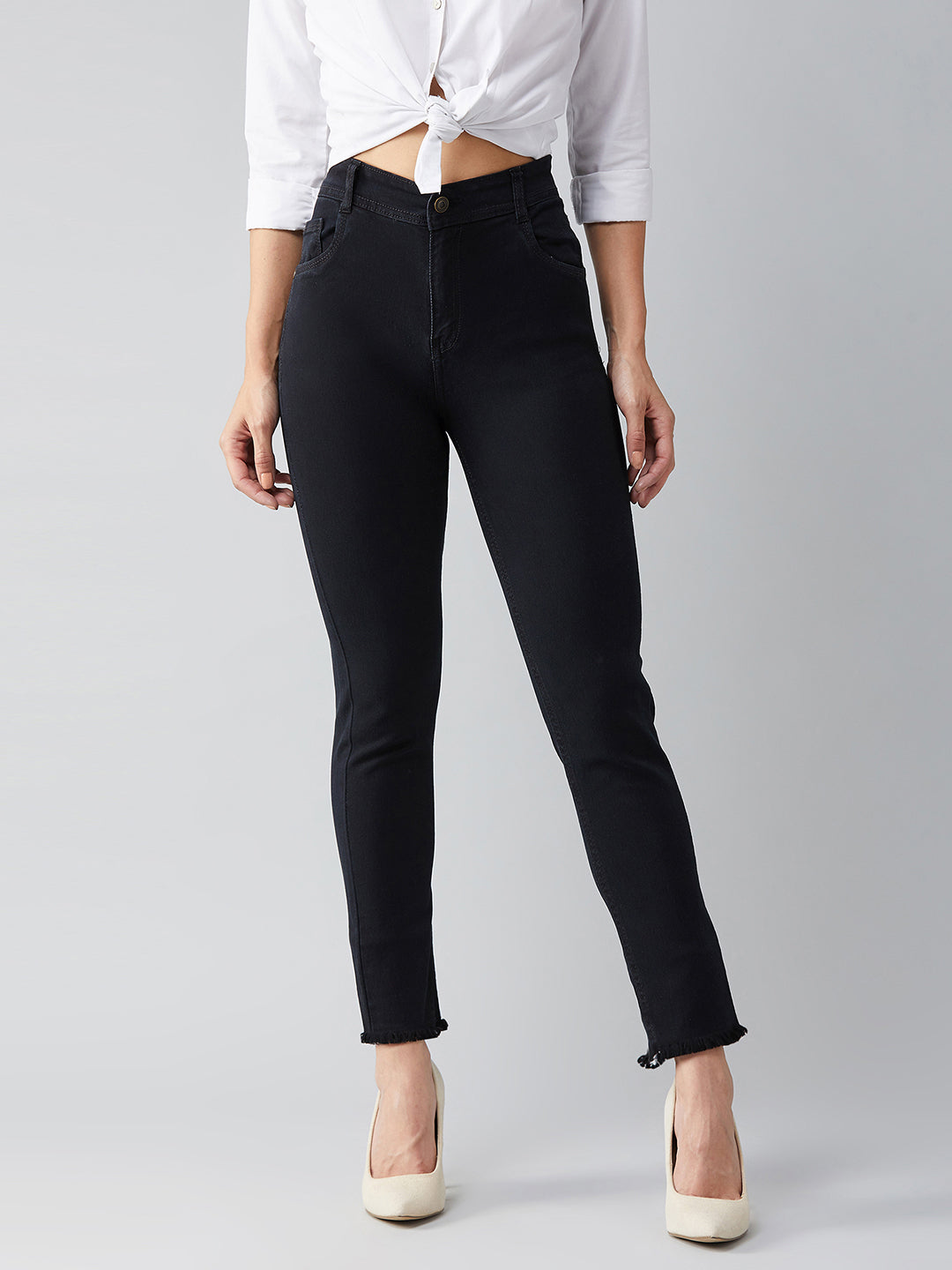 24/7 Comfort Black Slim-Fit High-Rise Denim Jeans