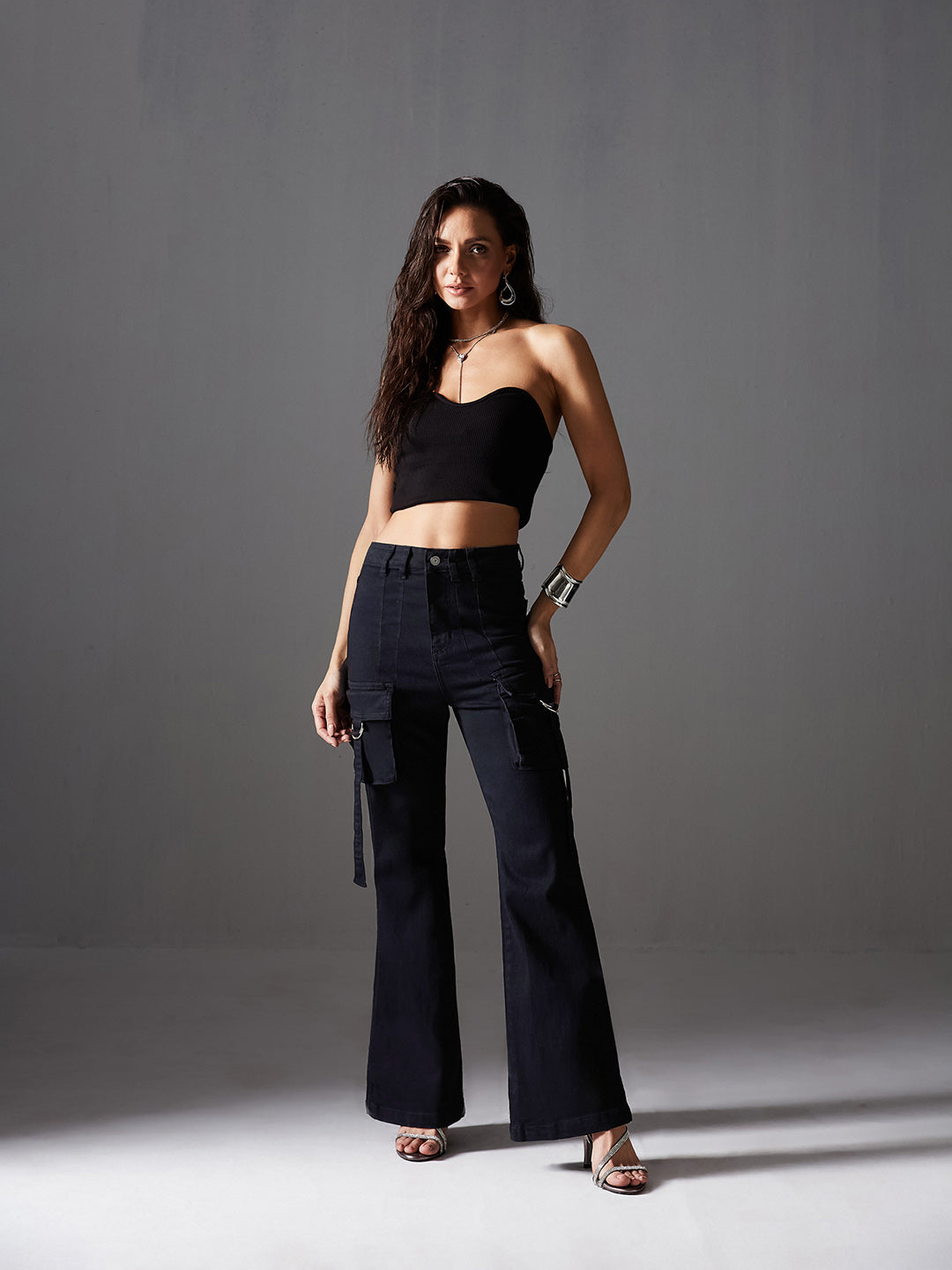 CHASEstretch™ Black Bell-Bottom Bootcut High-Rise Denim Jeans