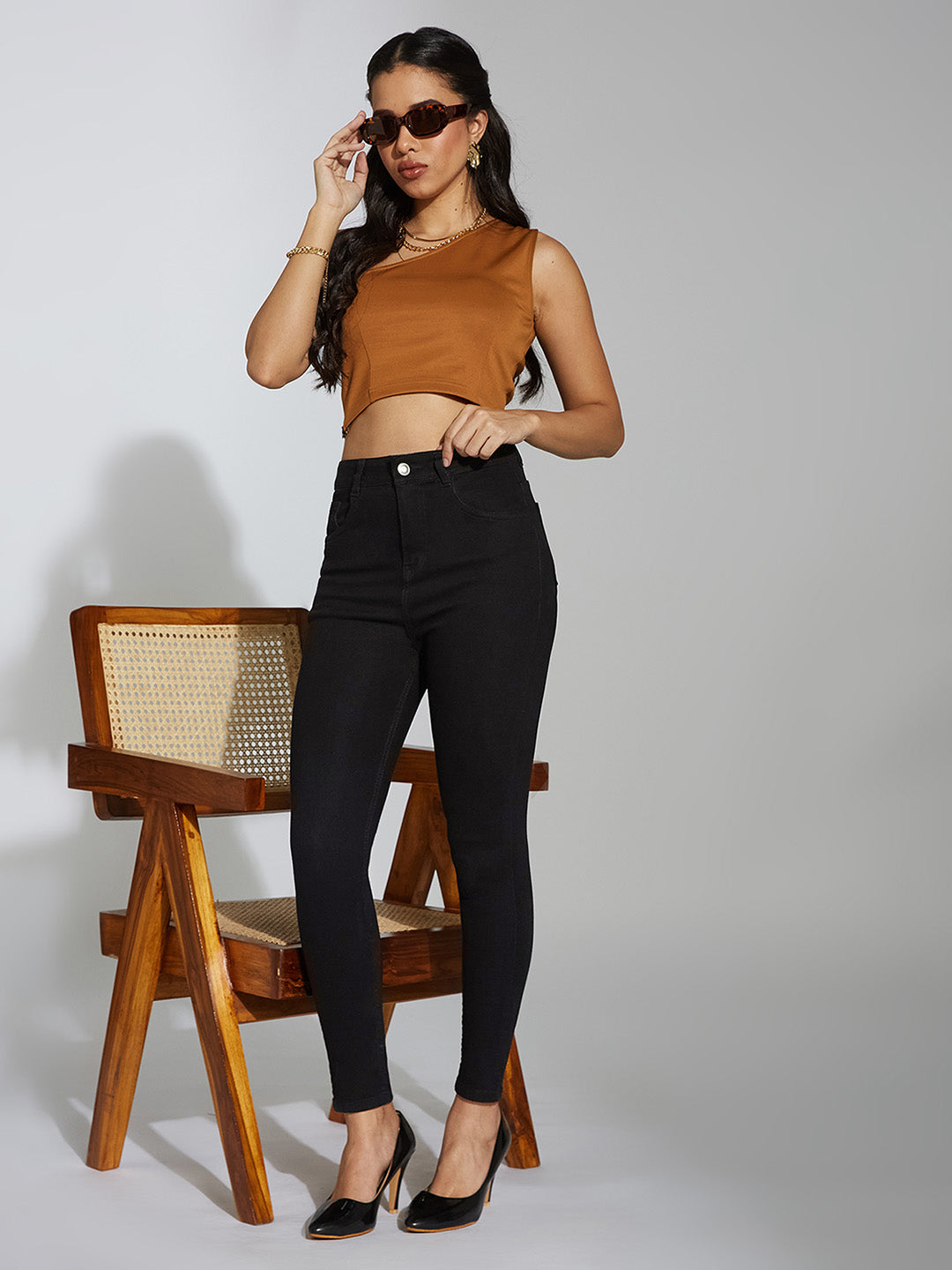 24/7 Comfort Black Skinny High-Rise Stretchable Denim Jeans
