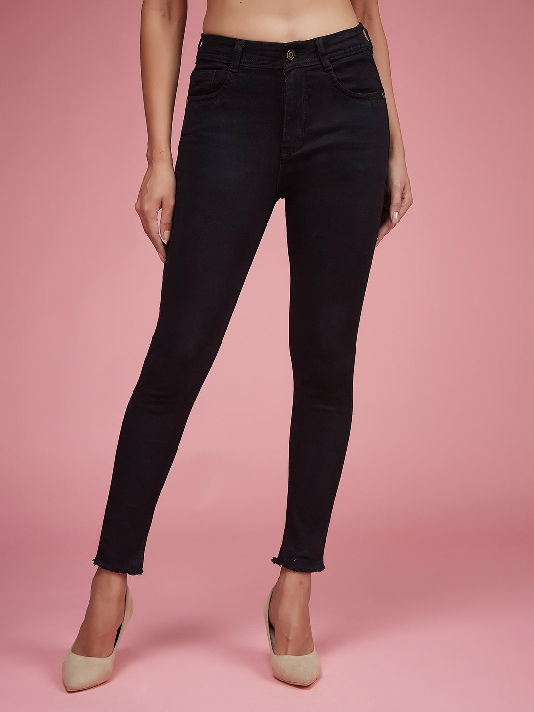 Women's Black Slim-Fit High-Rise Denim Jeans
